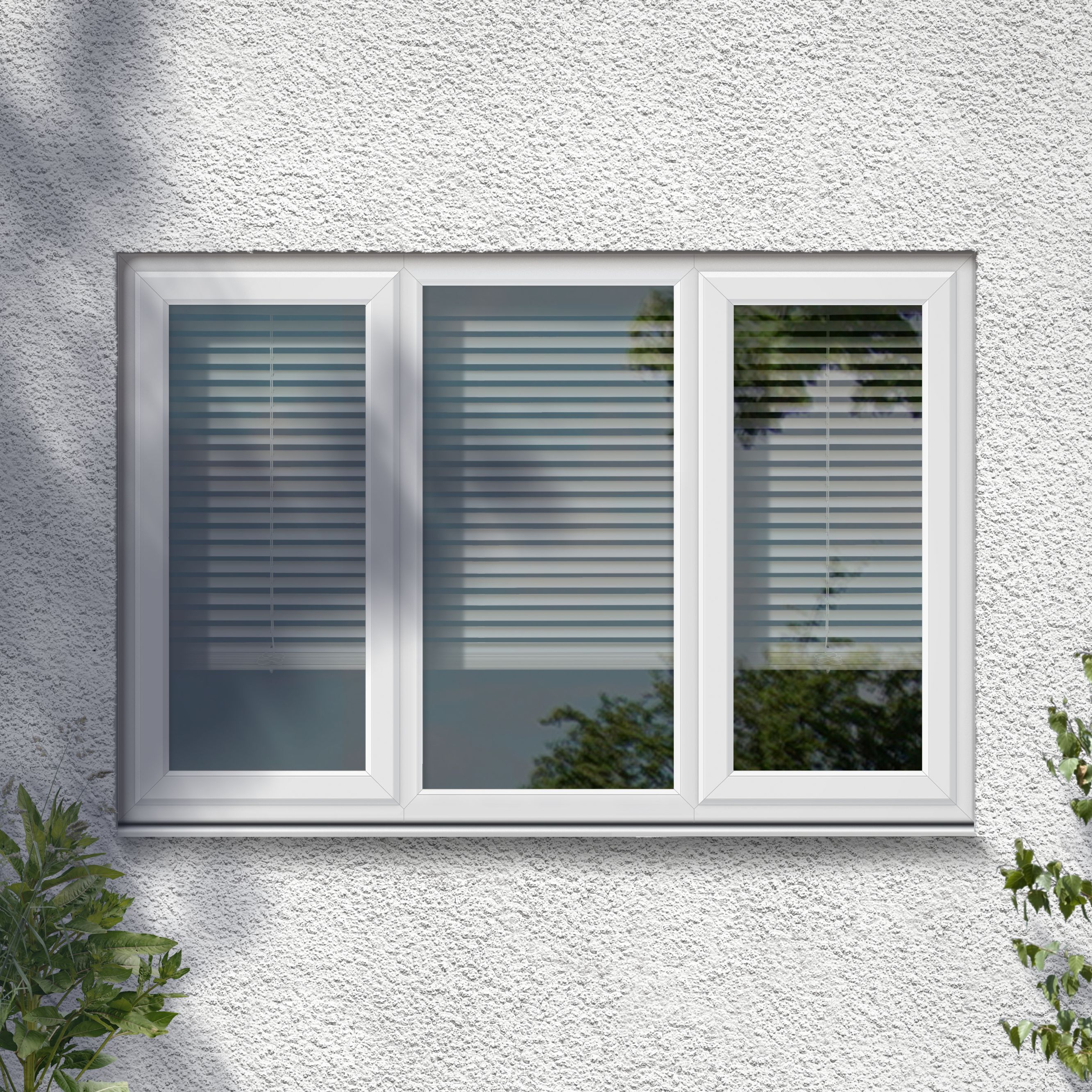 GoodHome 3P Clear Glazed White uPVC Left & right-handed Window, (H)965mm (W)1770mm