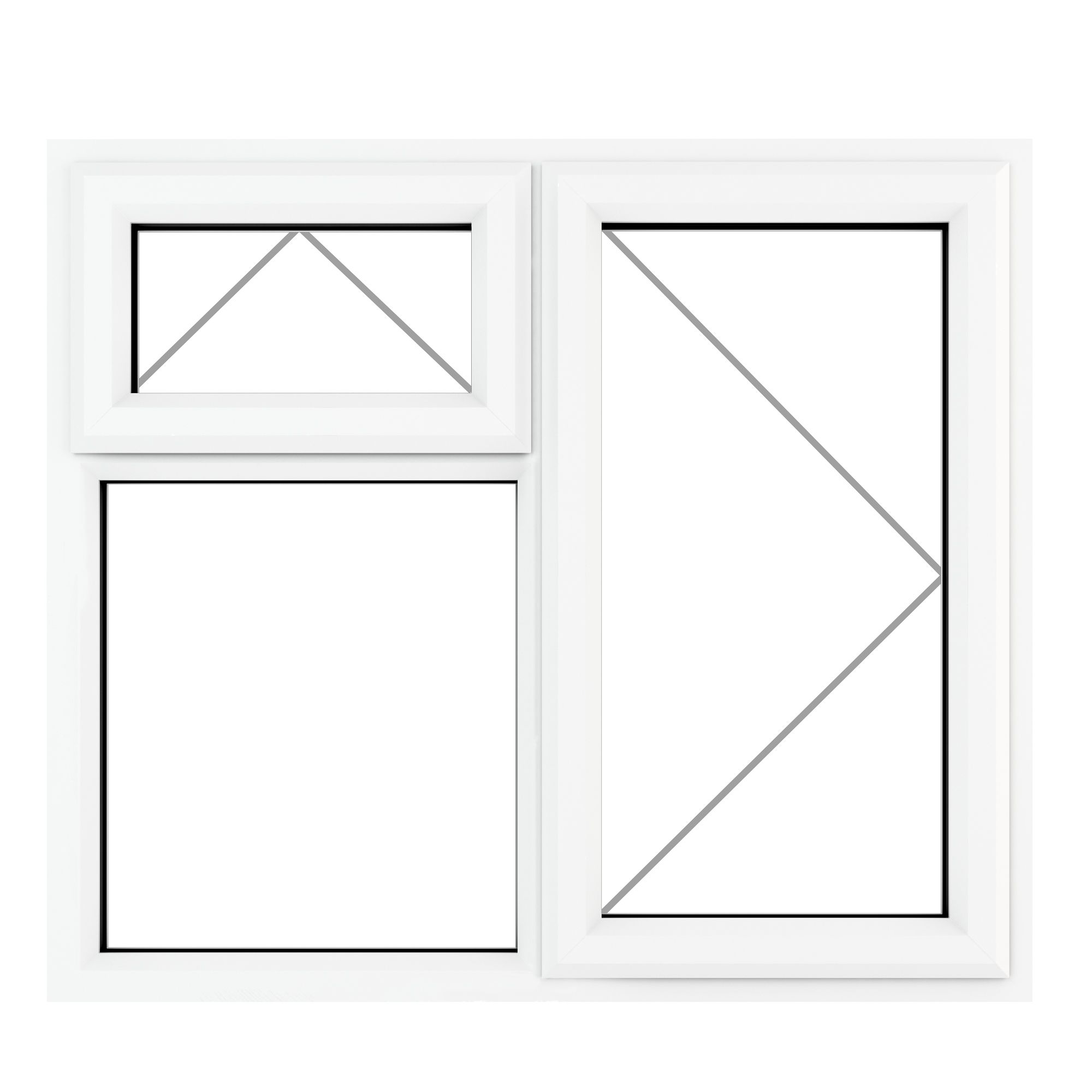GoodHome 3P Clear Glazed White uPVC Right-handed Top hung Window, (H)1040mm (W)1190mm