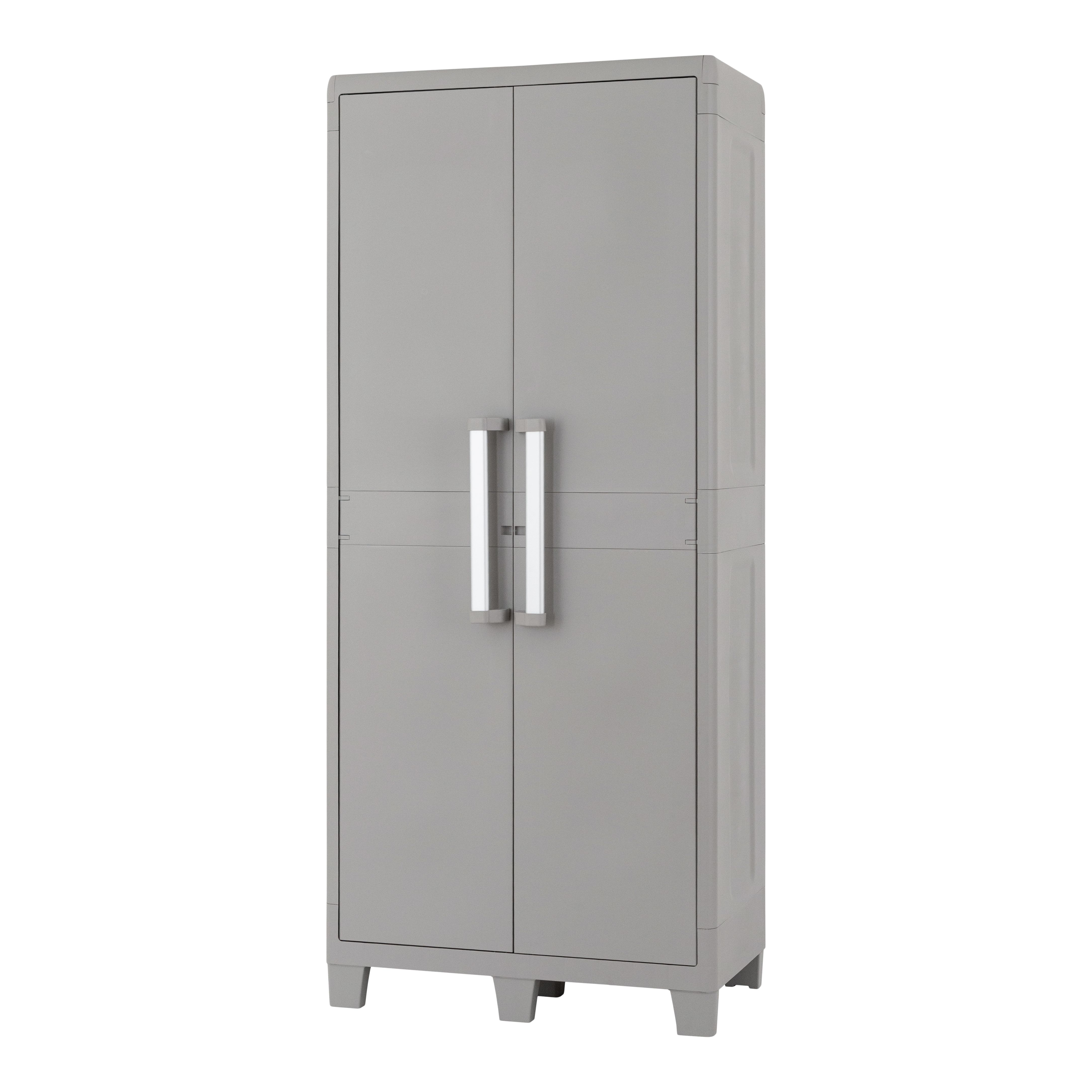 GoodHome 4 shelf Grey Plastic XL Utility Tall storage cabinet (H)182cm x (W)78cm x (D)49cm