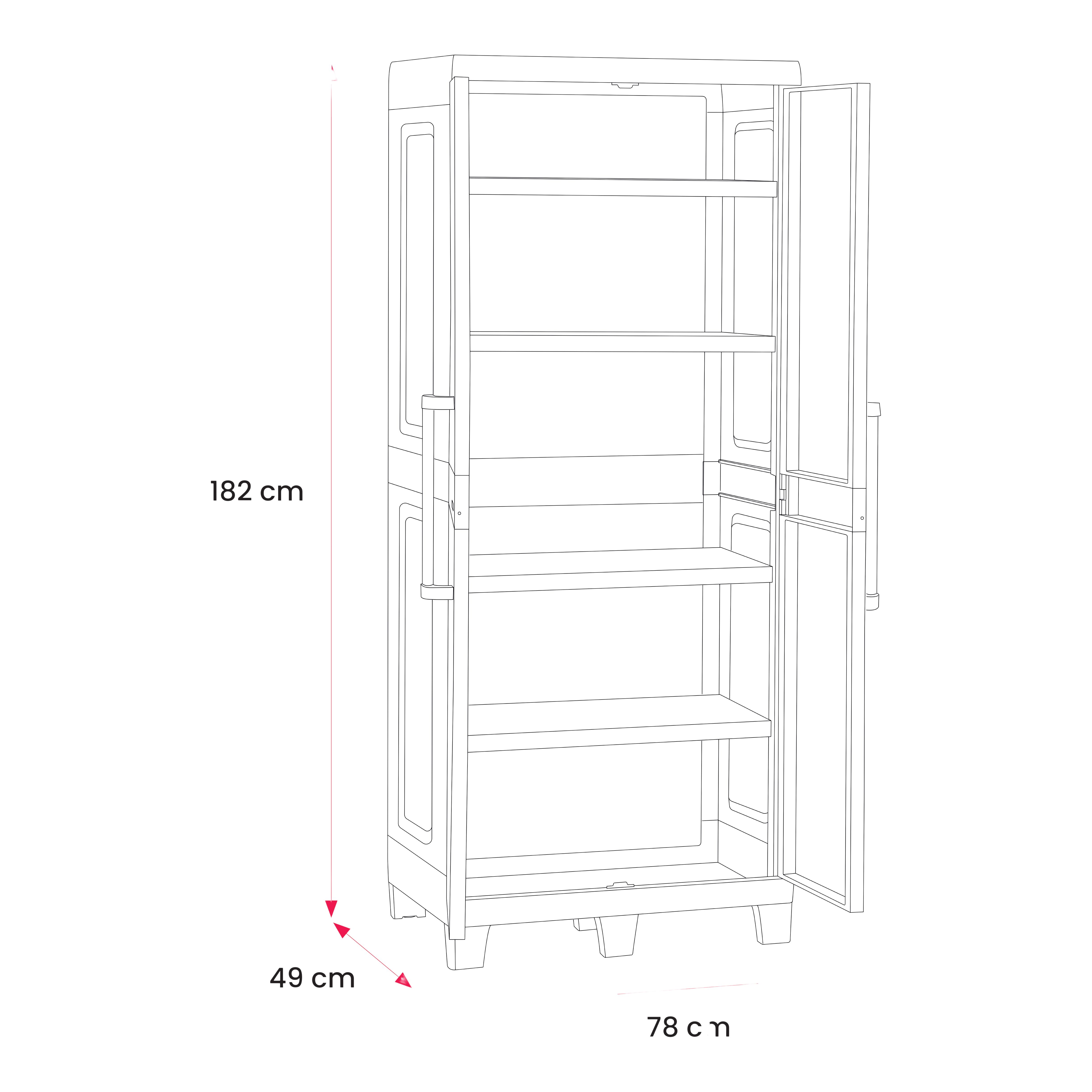 GoodHome 4 shelf Grey Plastic XL Utility Tall storage cabinet (H)182cm x (W)78cm x (D)49cm