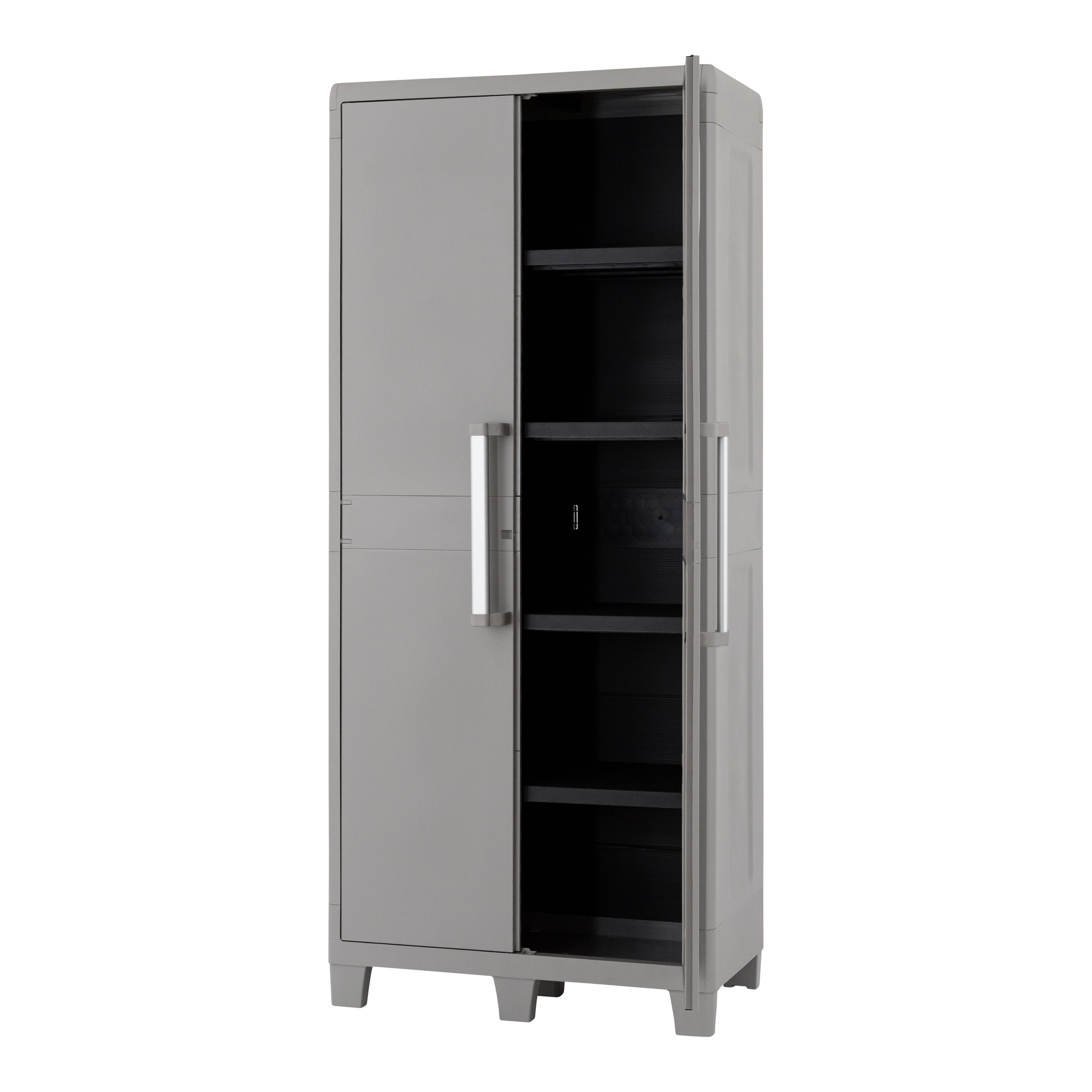 GoodHome 4 shelf Grey Plastic XL Utility Tall storage cabinet (H)182cm x (W)78cm x (D)49cm