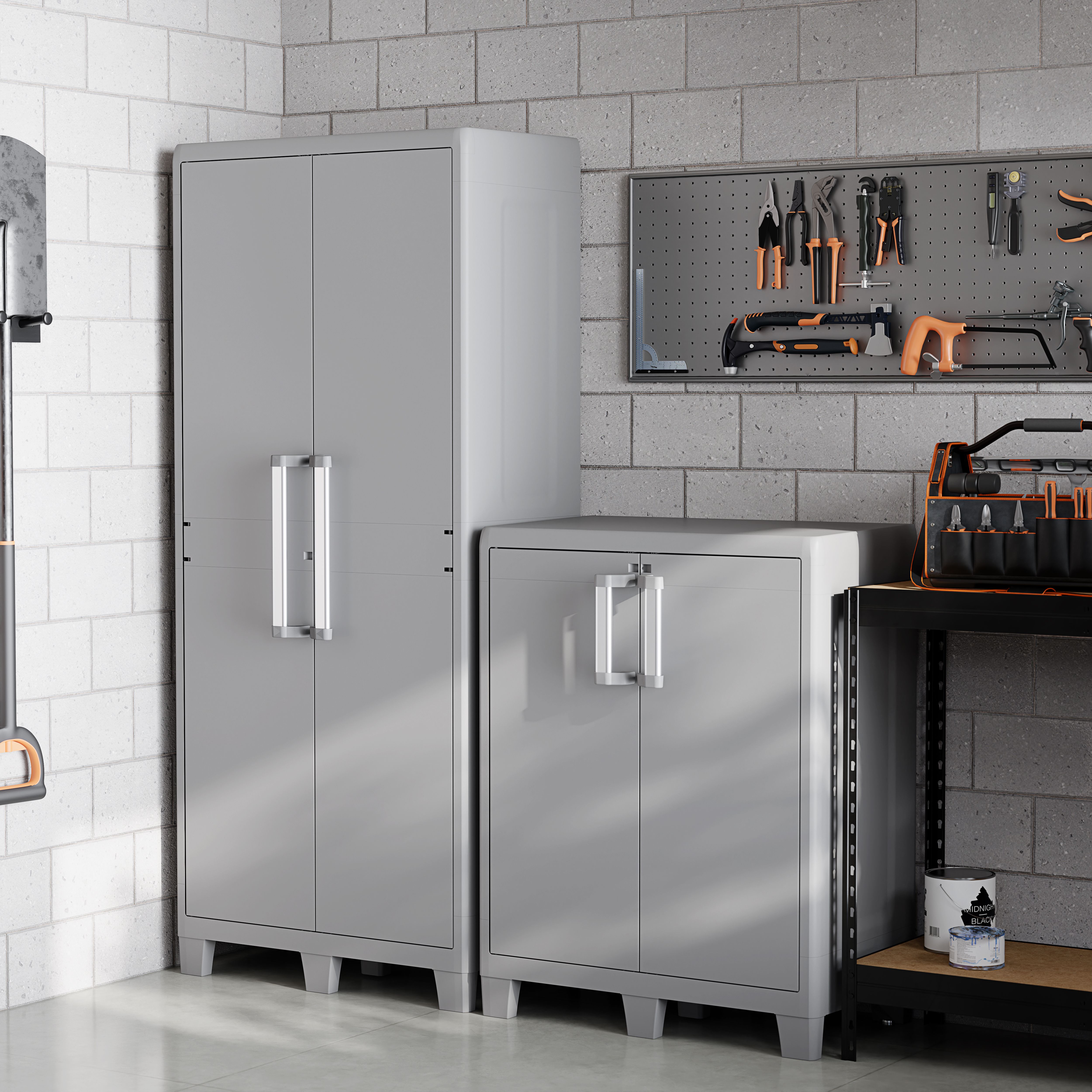 GoodHome 4 shelf Grey Plastic XL Utility Tall storage cabinet (H)182cm x (W)78cm x (D)49cm