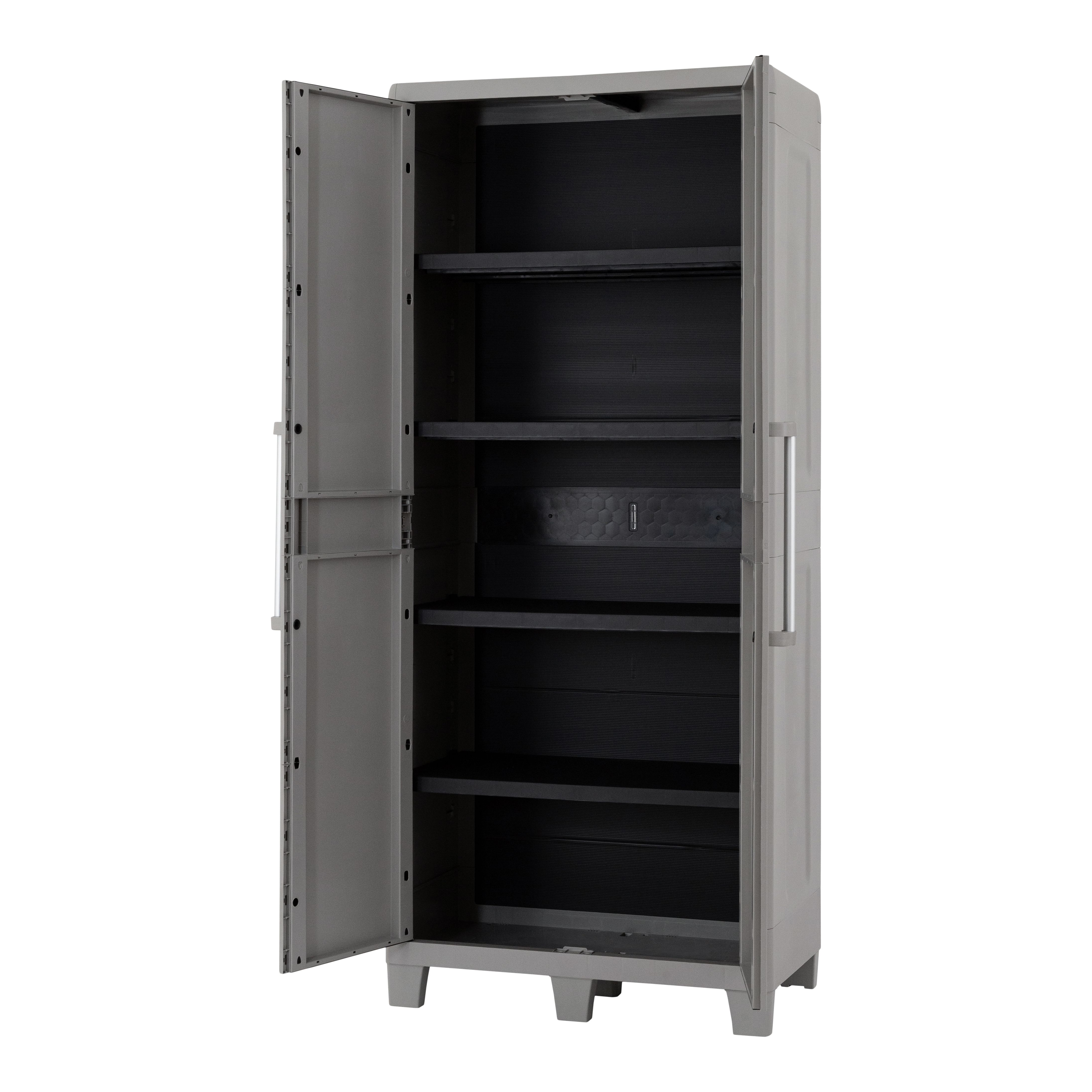 GoodHome 4 shelf Grey Plastic XL Utility Tall storage cabinet (H)182cm x (W)78cm x (D)49cm