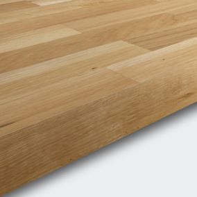 GoodHome 40mm Matt Natural Wood effect Solid oak Square edge Kitchen Worktop, (L)3000mm