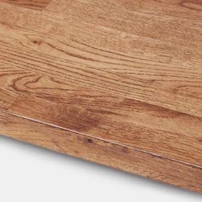 GoodHome 40mm Stained Dark wood effect Solid oak Square edge Kitchen Worktop, (L)3000mm