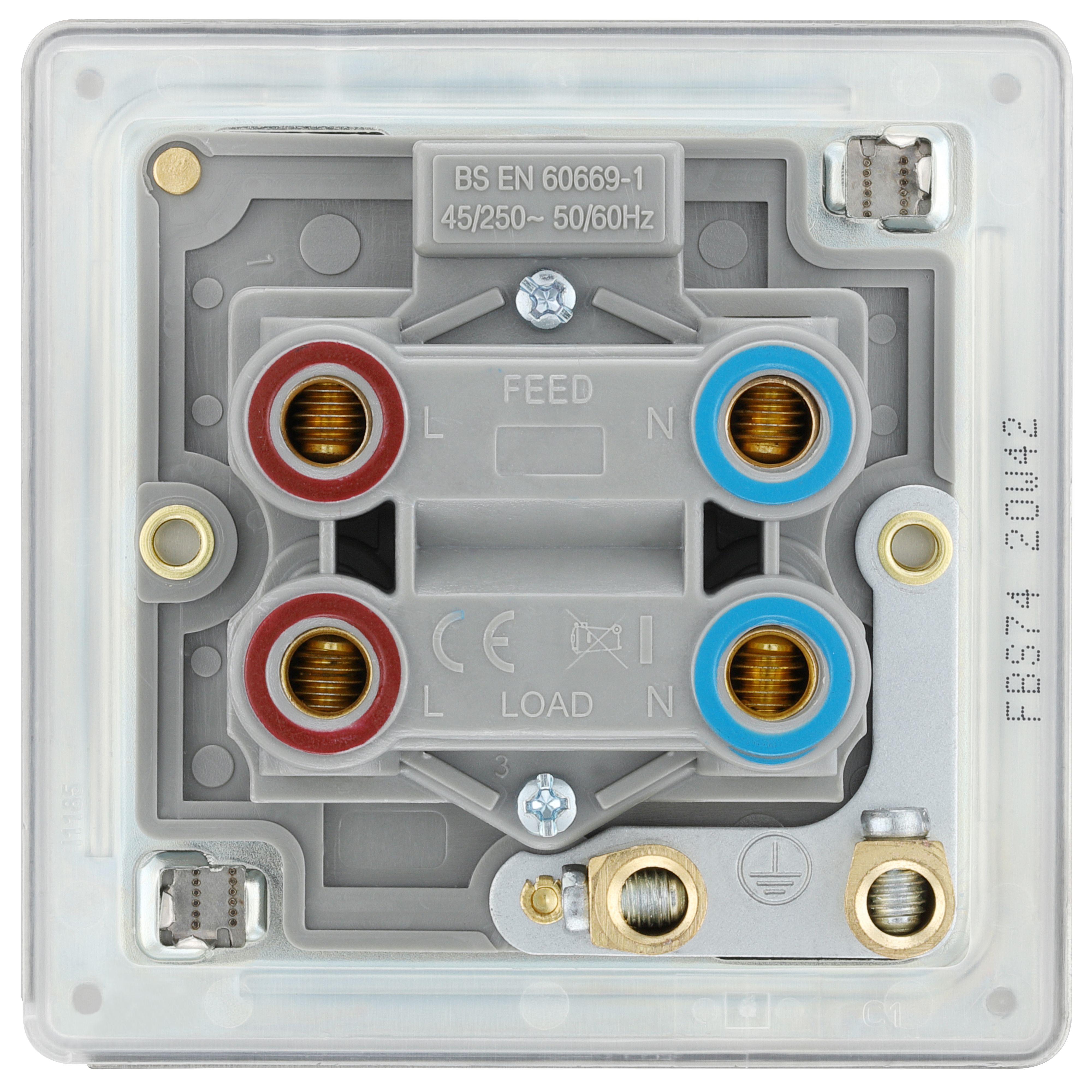 GoodHome 45A Rocker Flat Control switch Satin Steel effect