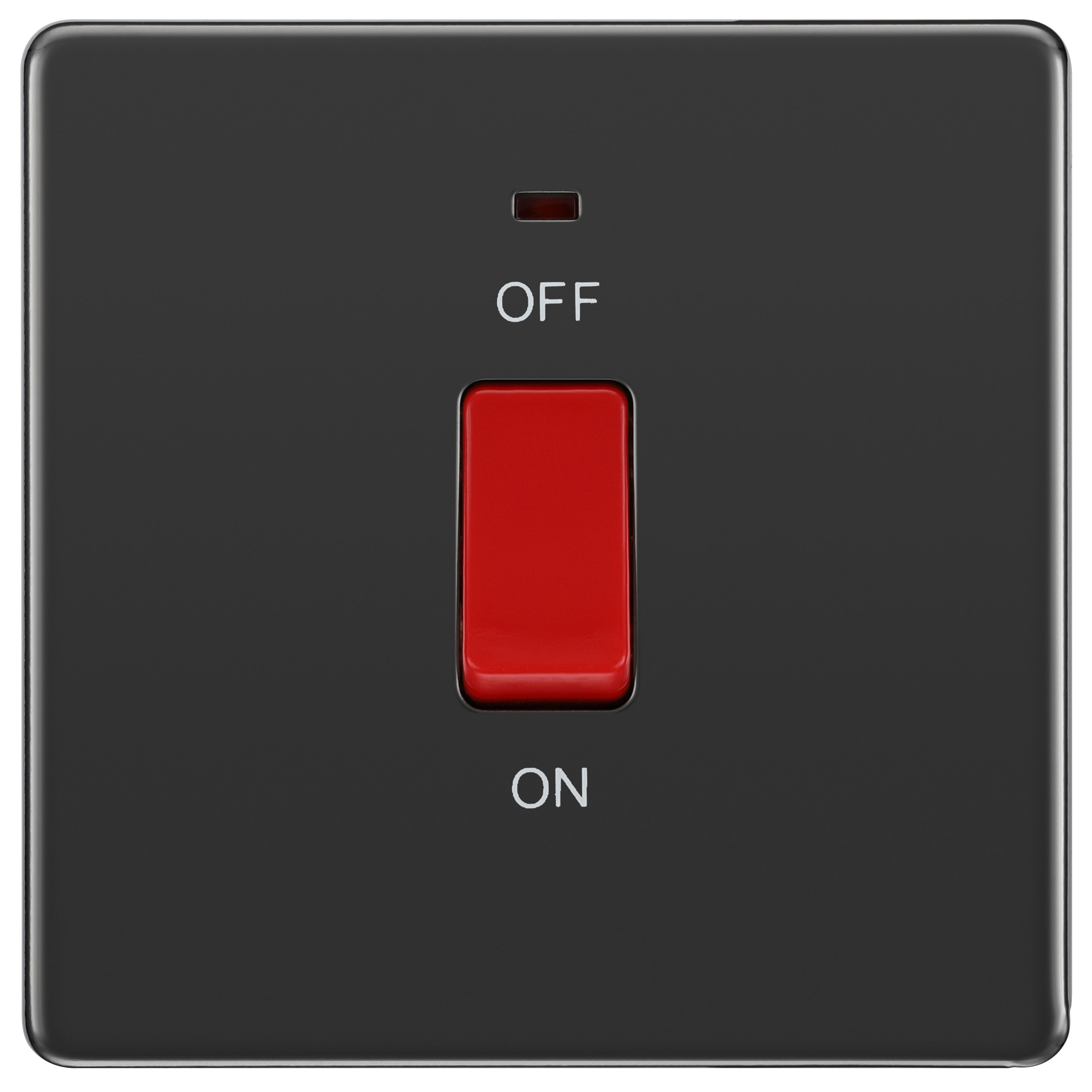 GoodHome 45A Rocker Flat Control switch with LED indicator Black