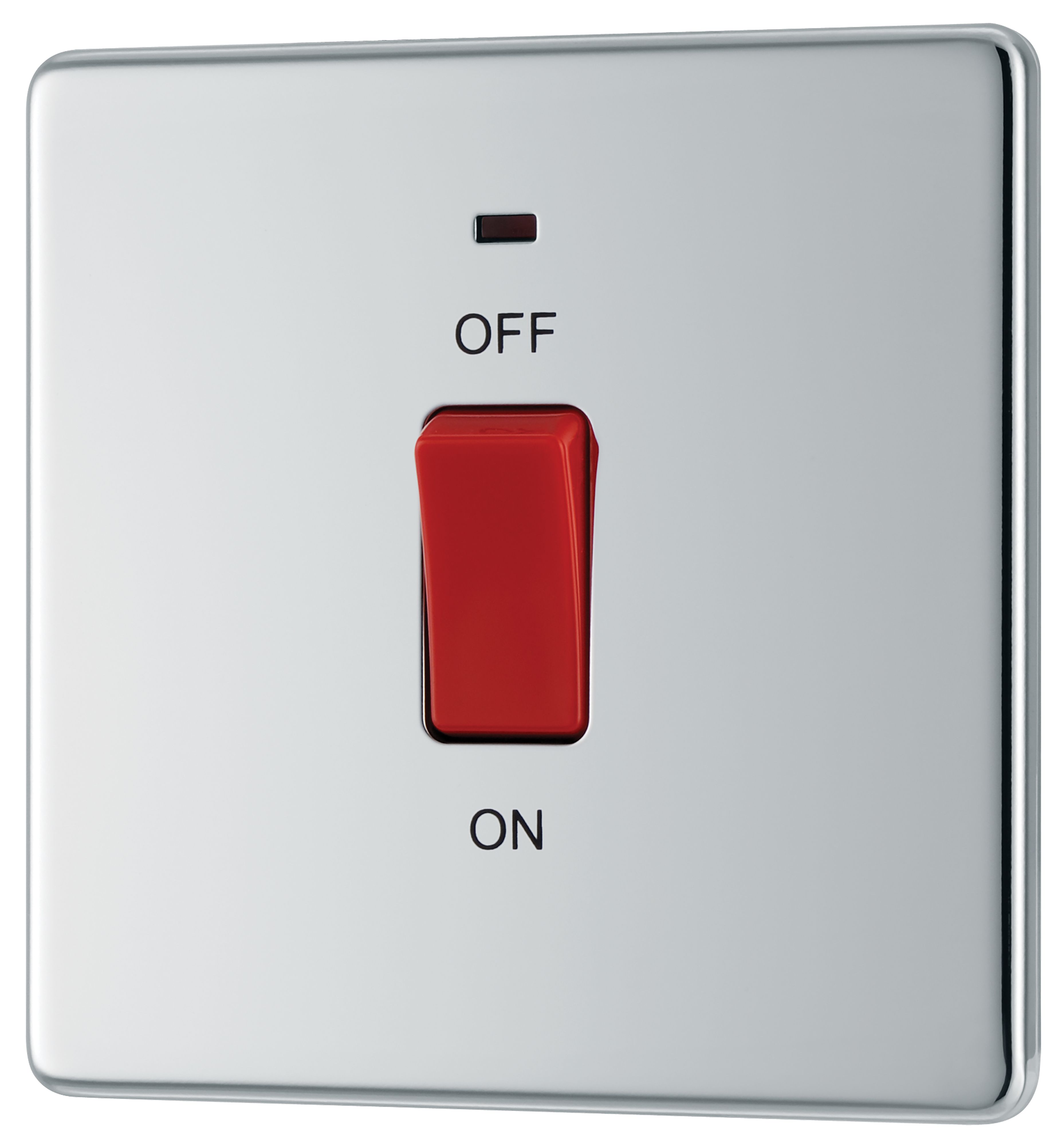 GoodHome 45A Rocker Flat Control switch with LED indicator Chrome effect