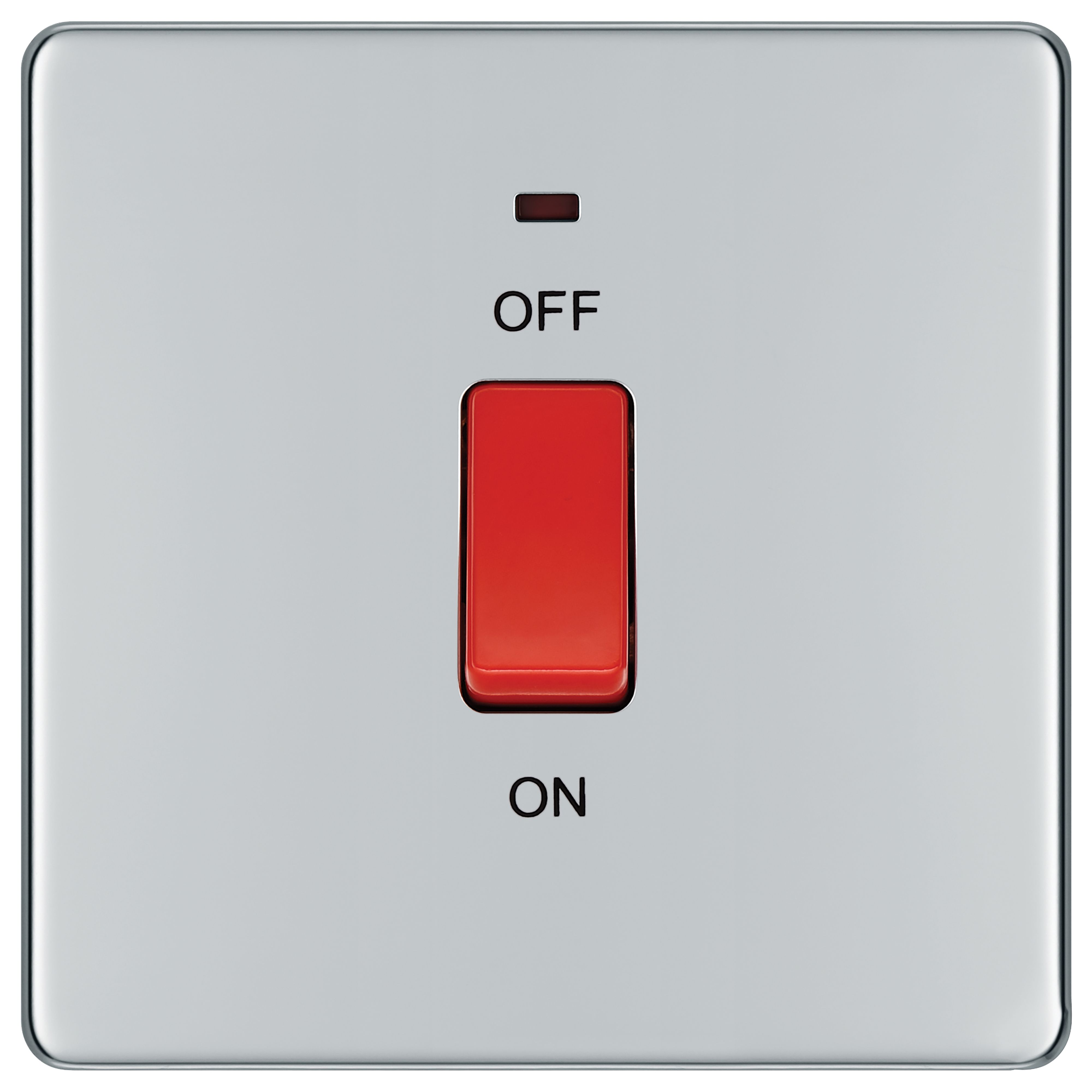 GoodHome 45A Rocker Flat Control switch with LED indicator Chrome effect