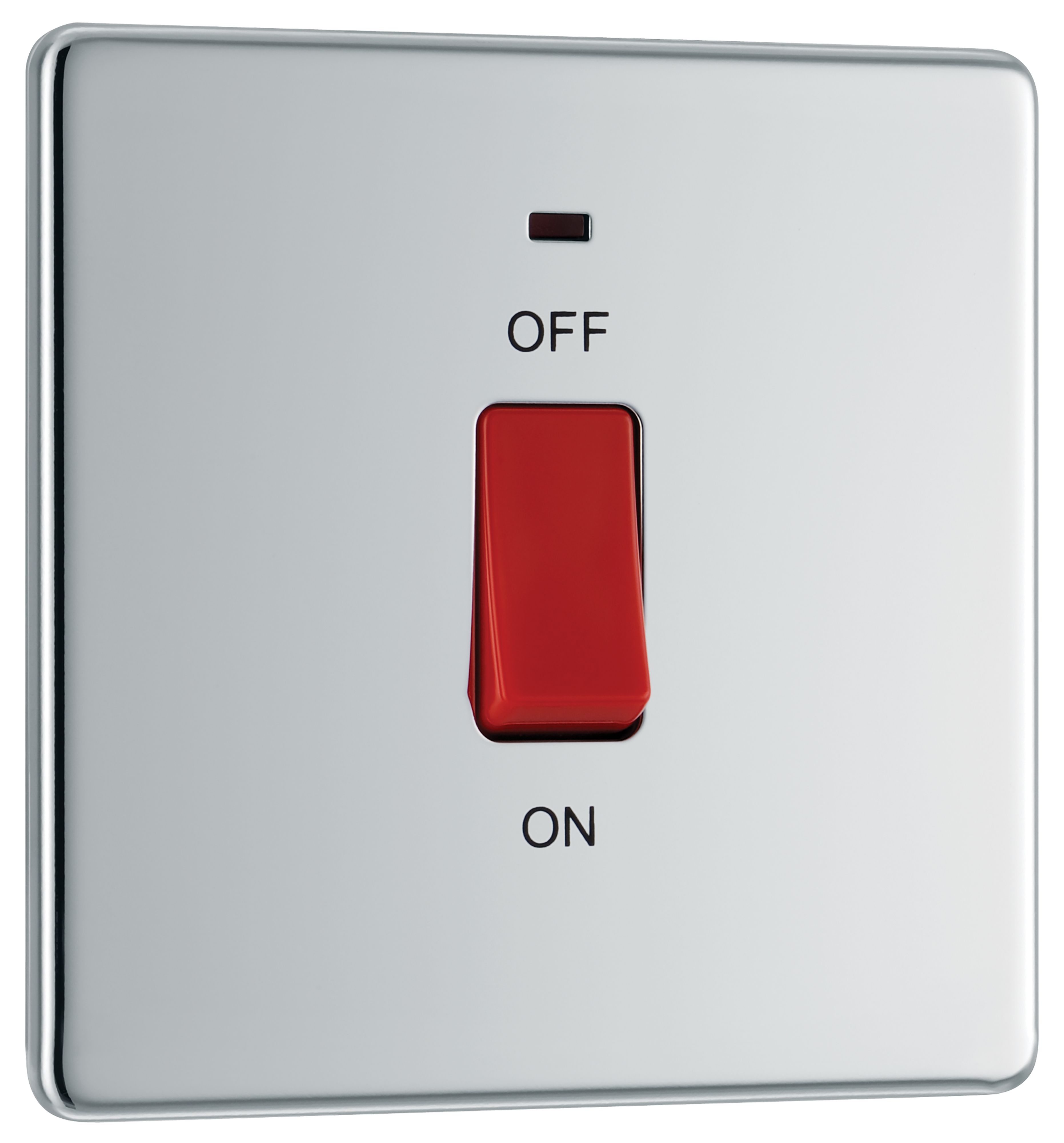 GoodHome 45A Rocker Flat Control switch with LED indicator Chrome effect - 3