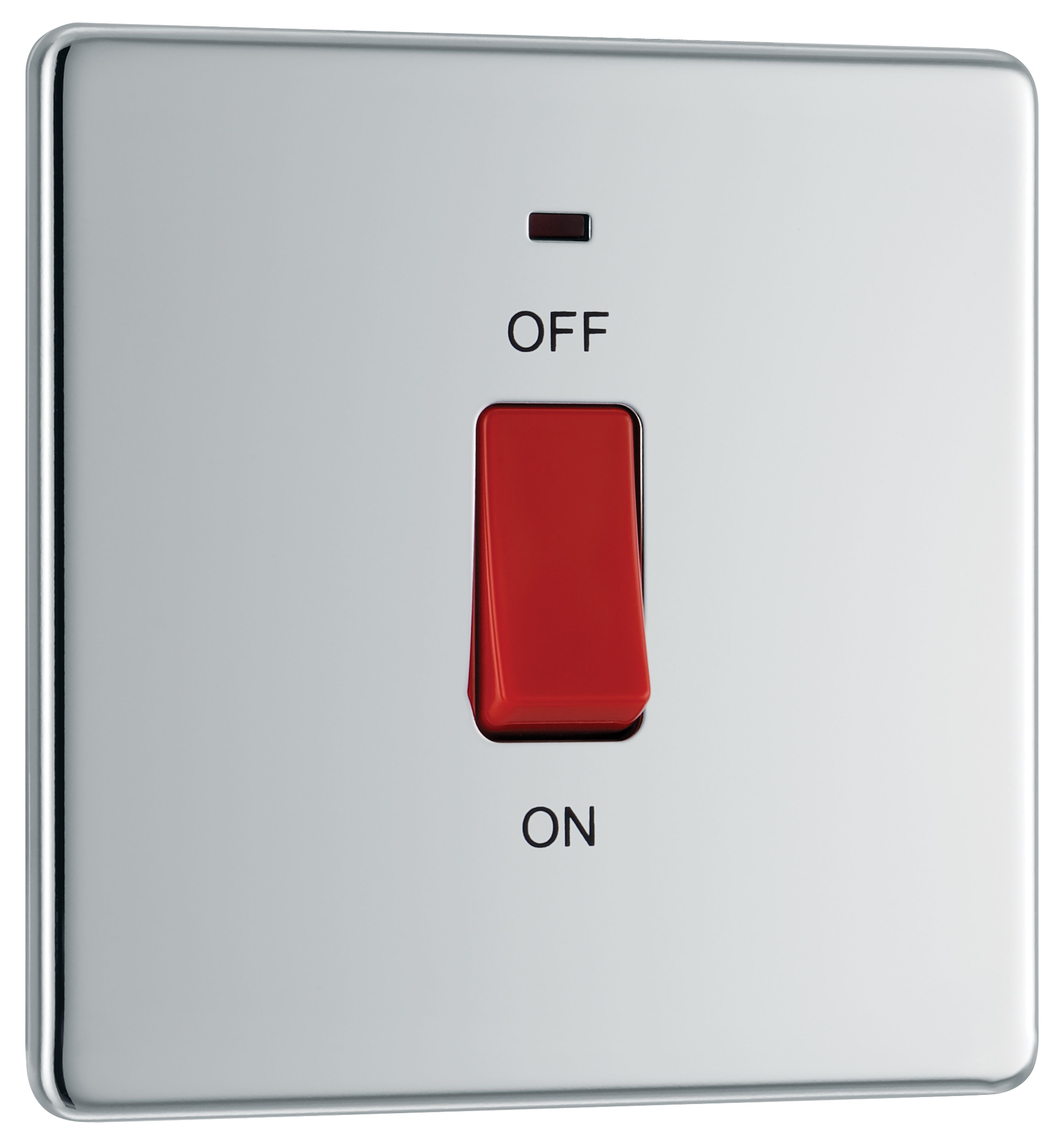GoodHome 45A Rocker Flat Control switch with LED indicator Chrome effect
