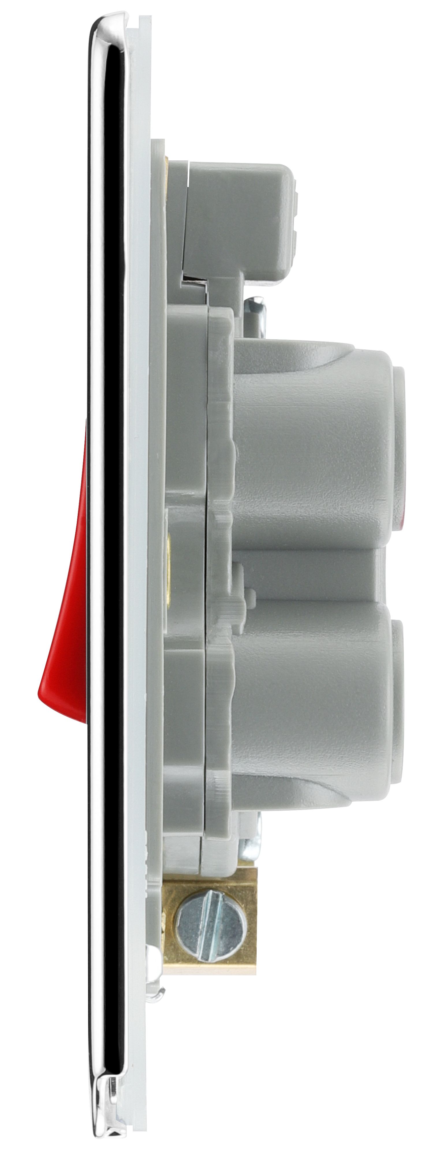 GoodHome 45A Rocker Flat Control switch with LED indicator Chrome effect - 5