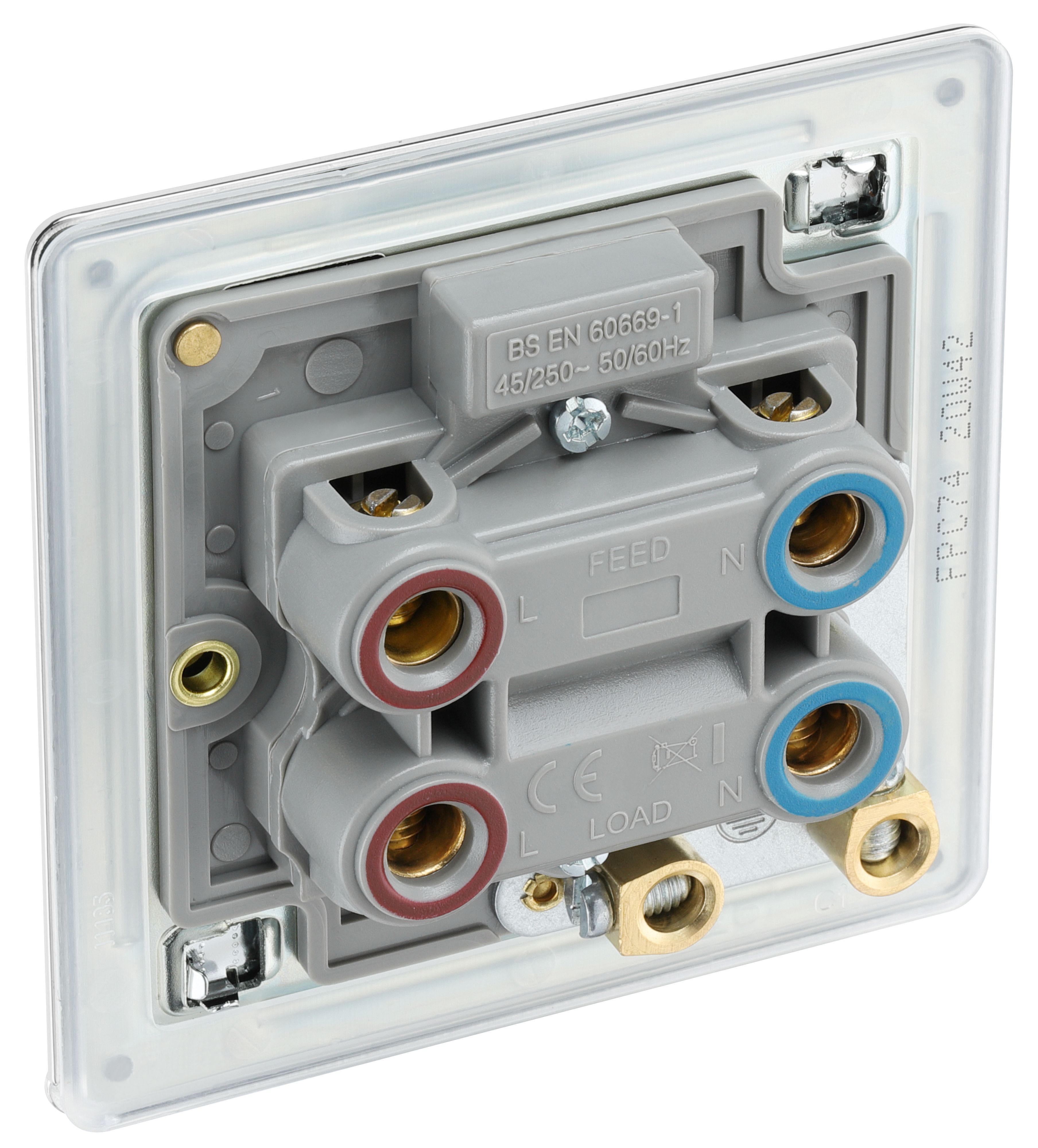GoodHome 45A Rocker Flat Control switch with LED indicator Chrome effect - 6