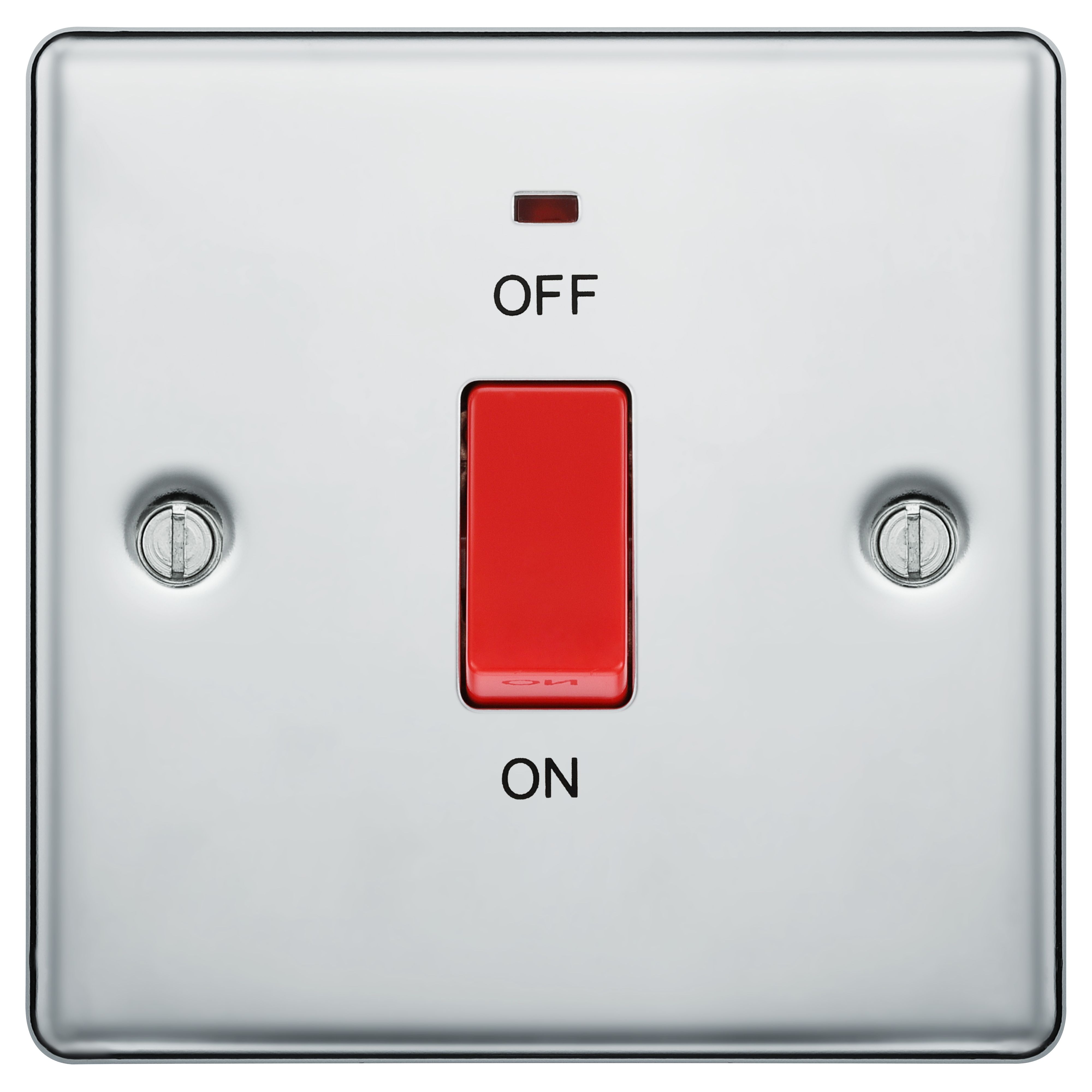 GoodHome 45A Rocker Raised rounded Control switch with LED indicator Chrome effect