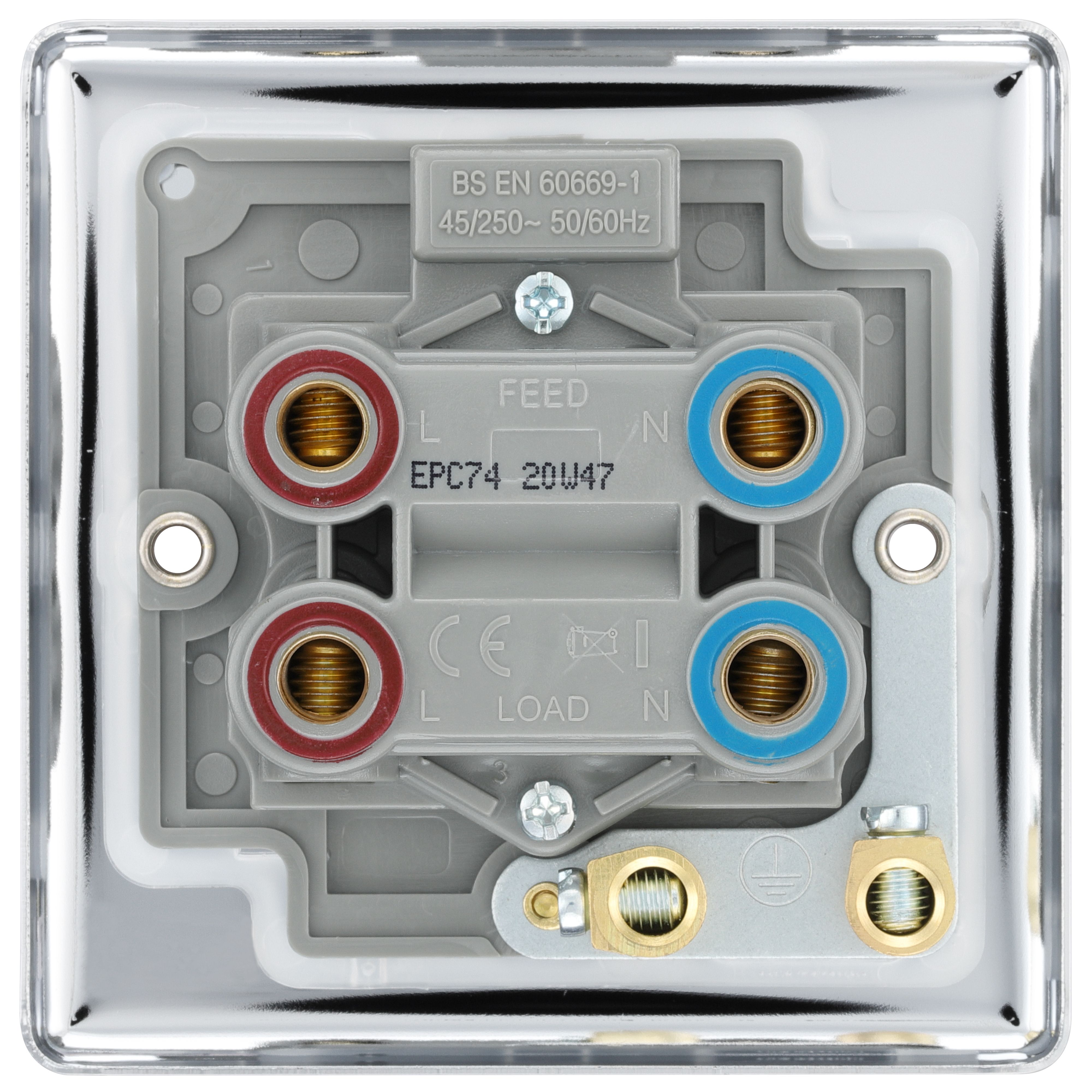 GoodHome 45A Rocker Raised rounded Control switch with LED indicator Chrome effect