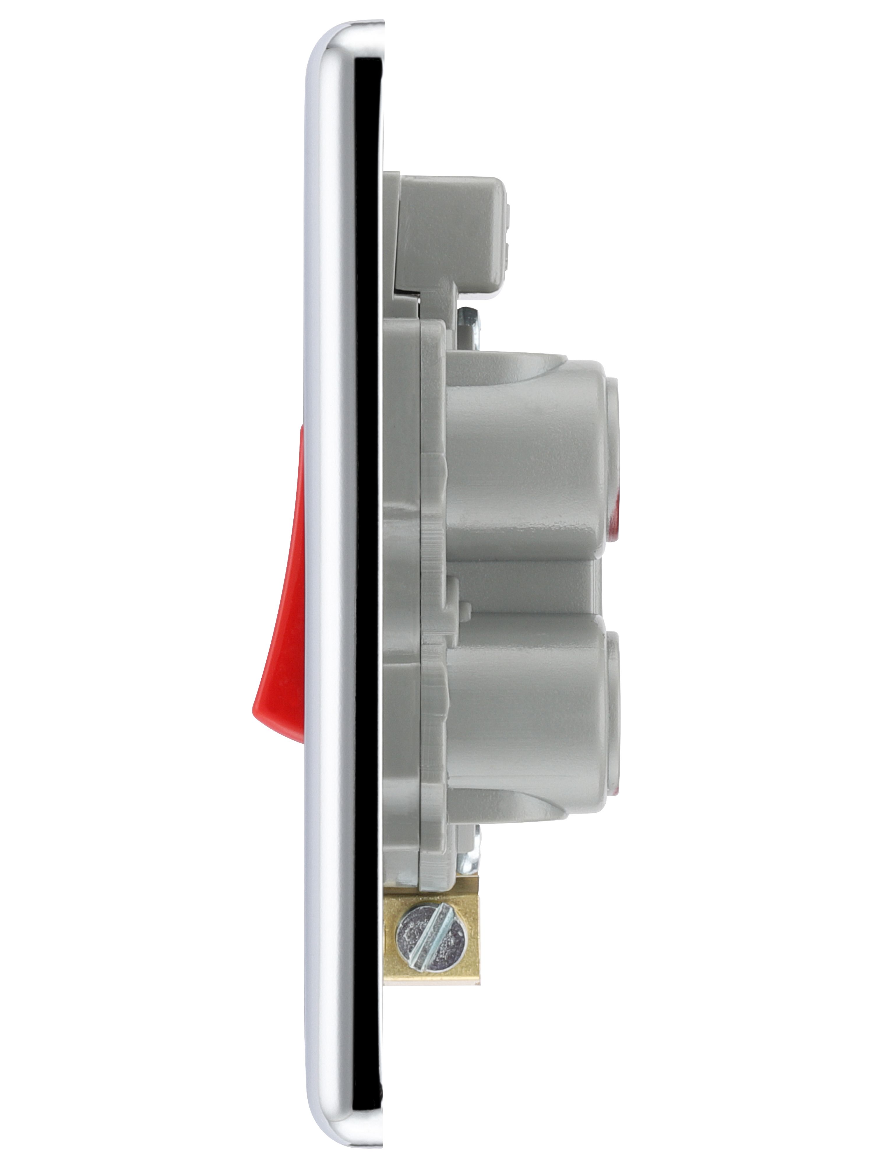 GoodHome 45A Rocker Raised rounded Control switch with LED indicator Chrome effect