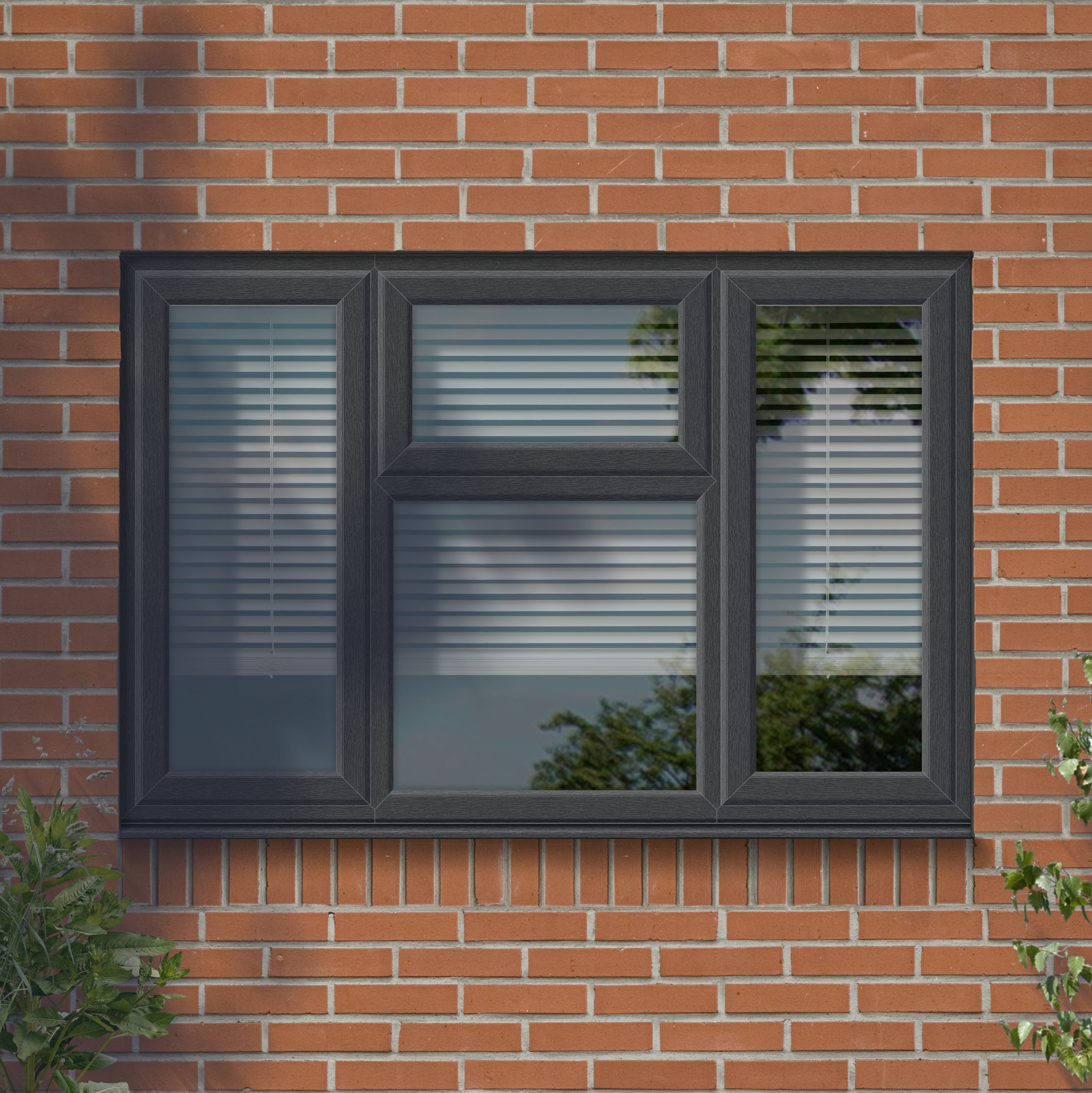 GoodHome 4P Clear Glazed Grey uPVC Top hung Window, (H)1190mm (W)1770mm