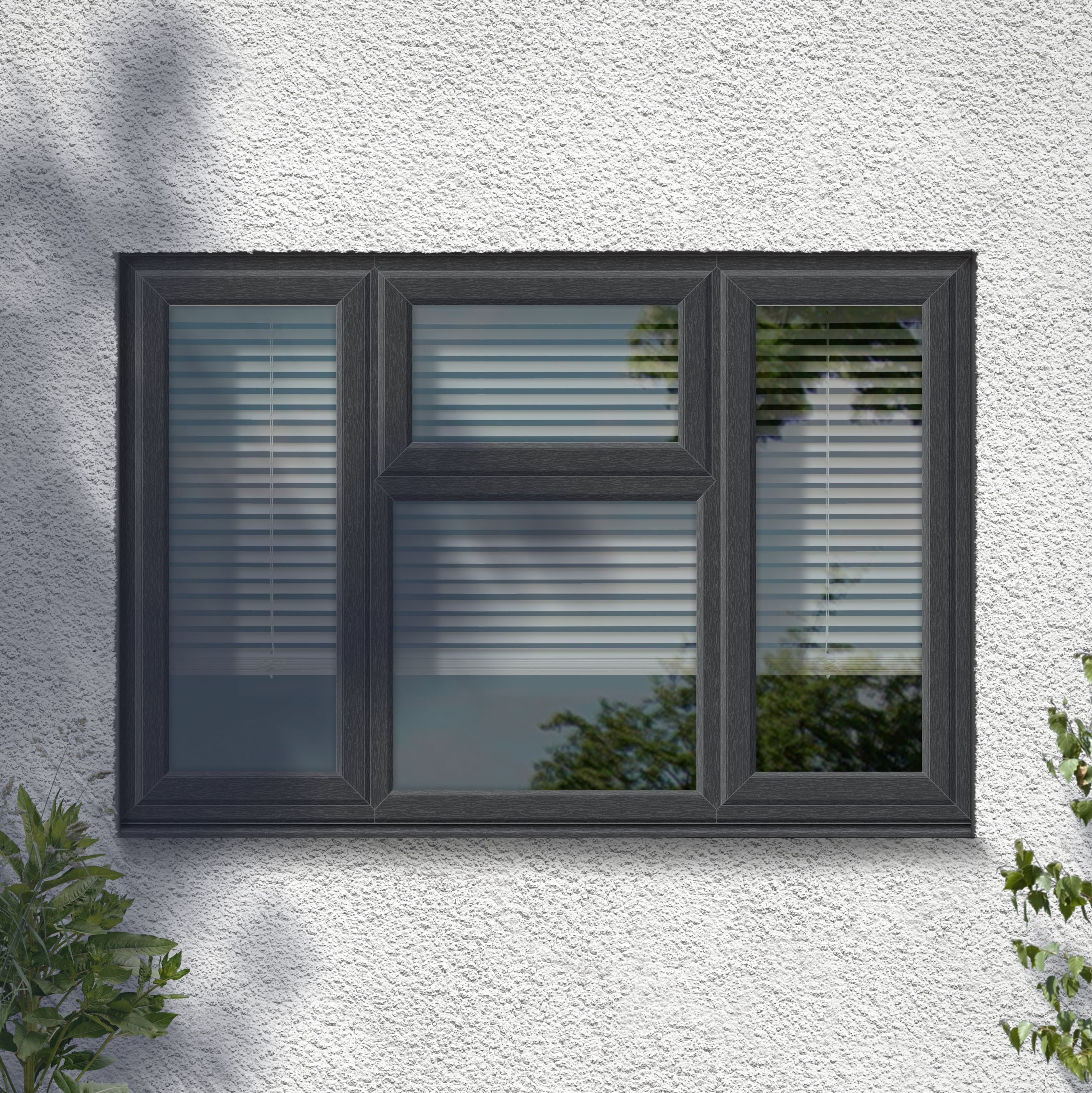 GoodHome 4P Clear Glazed Grey uPVC Top hung Window, (H)1190mm (W)1770mm