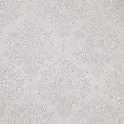 GoodHome Abeli White Metallic effect Russian damask Textured Wallpaper