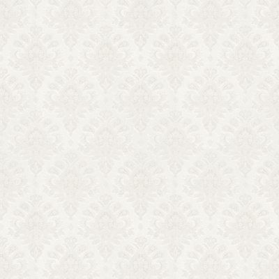 GoodHome Abeli White Metallic effect Russian damask Textured Wallpaper