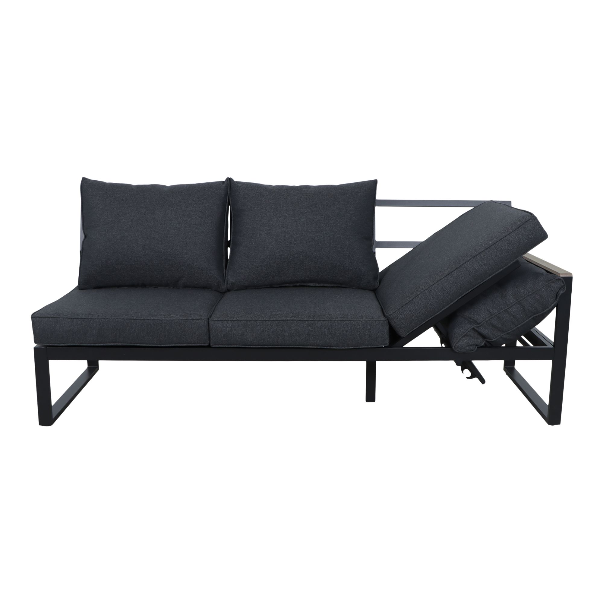 GoodHome Aconite Black Metal 8 Seater Corner Dining set