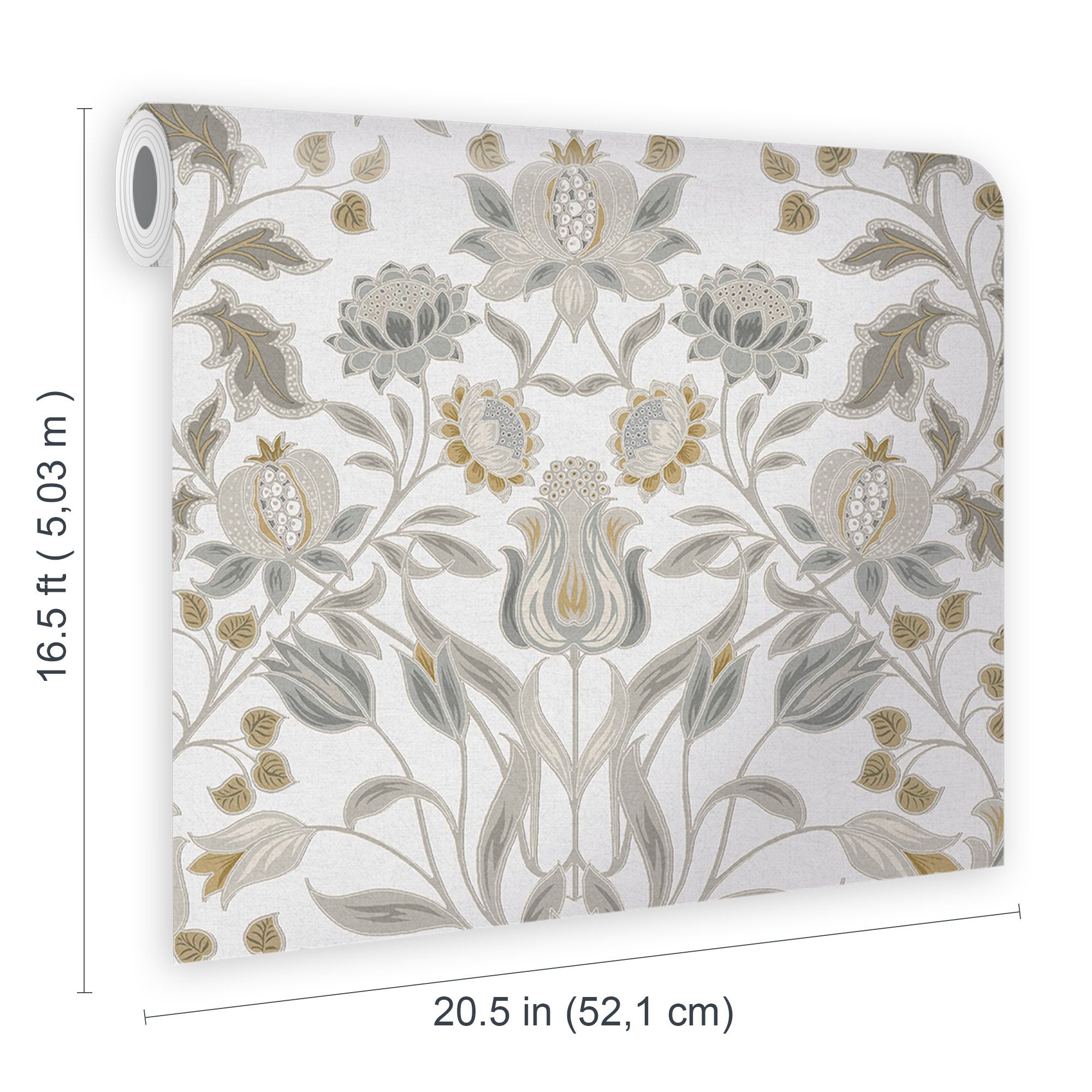 GoodHome Acuama Grey & yellow Metallic effect Ornamental Textured Wallpaper