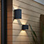 GoodHome Adjustable Matt Dark grey Mains-powered Integrated LED Outdoor Double Square Wall light 814lm