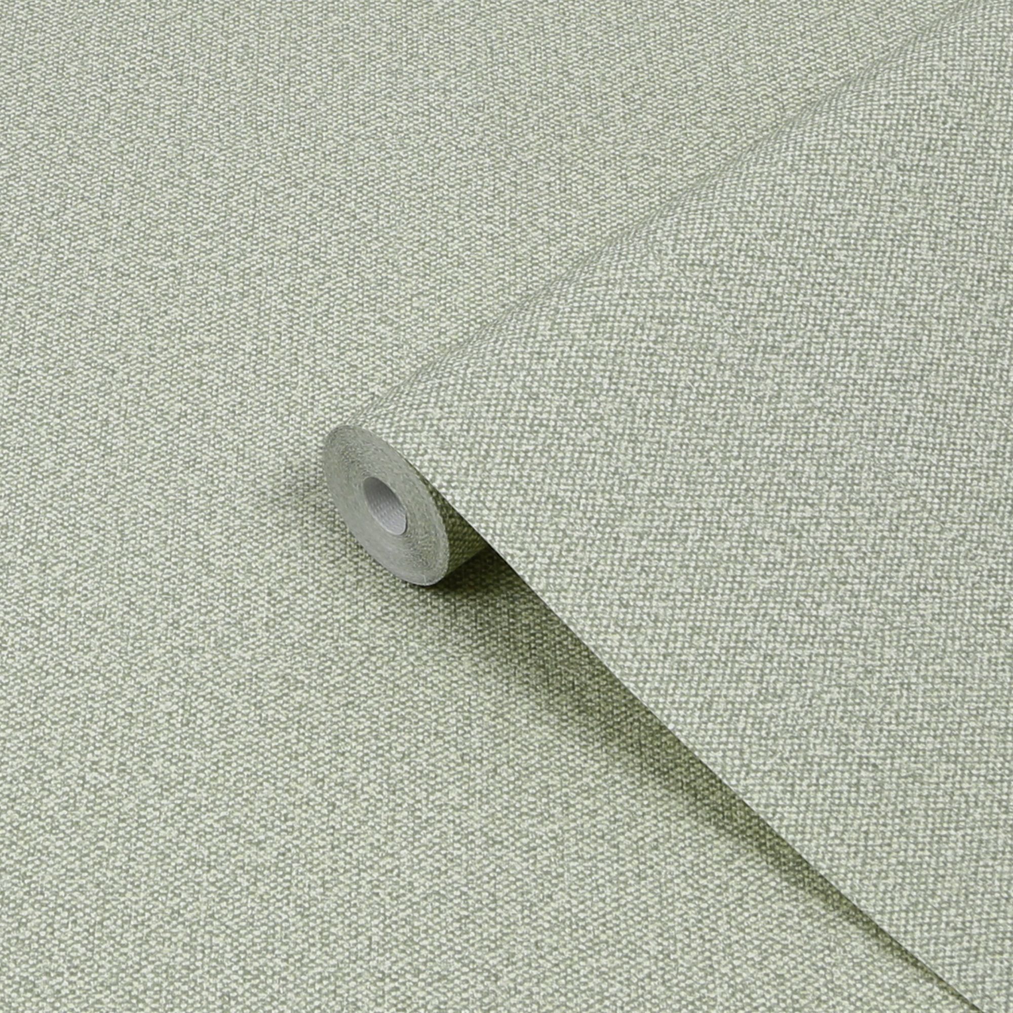 GoodHome ADLET Green Woven effect Embossed Wallpaper