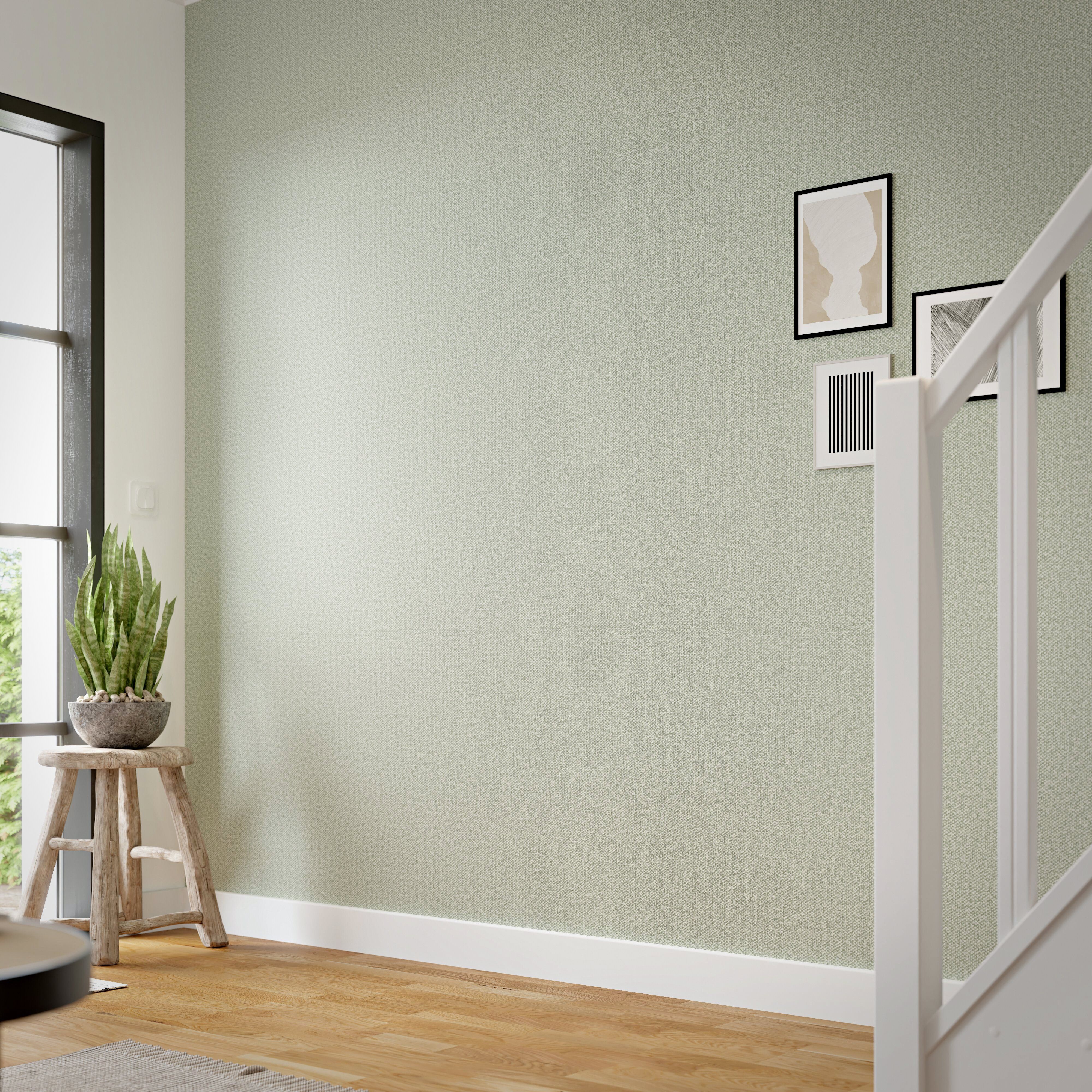 GoodHome Adlet Sage Woven effect Embossed Wallpaper