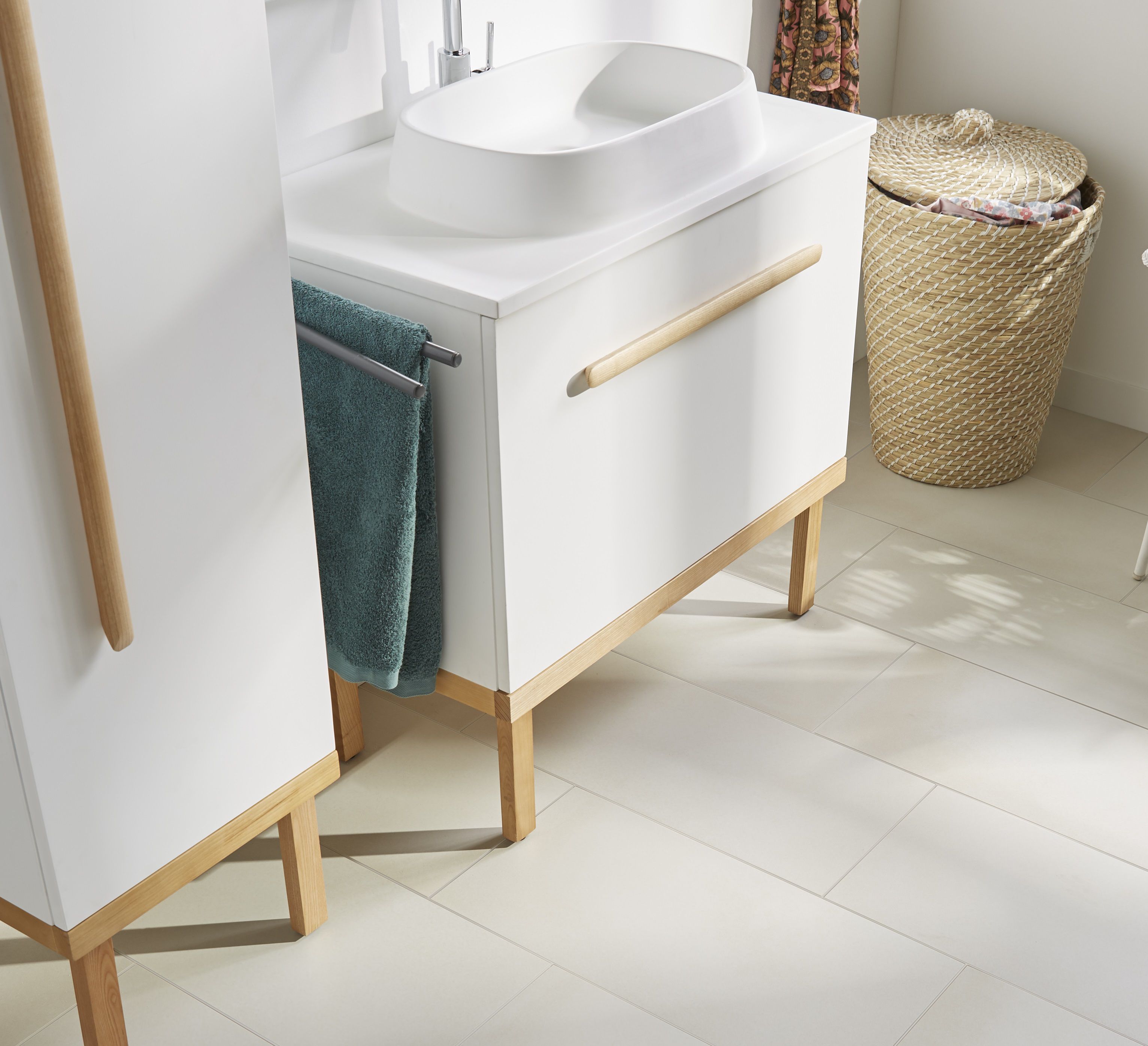 GoodHome Adriska Natural Ash Vanity unit feet (H)260mm (W)800mm