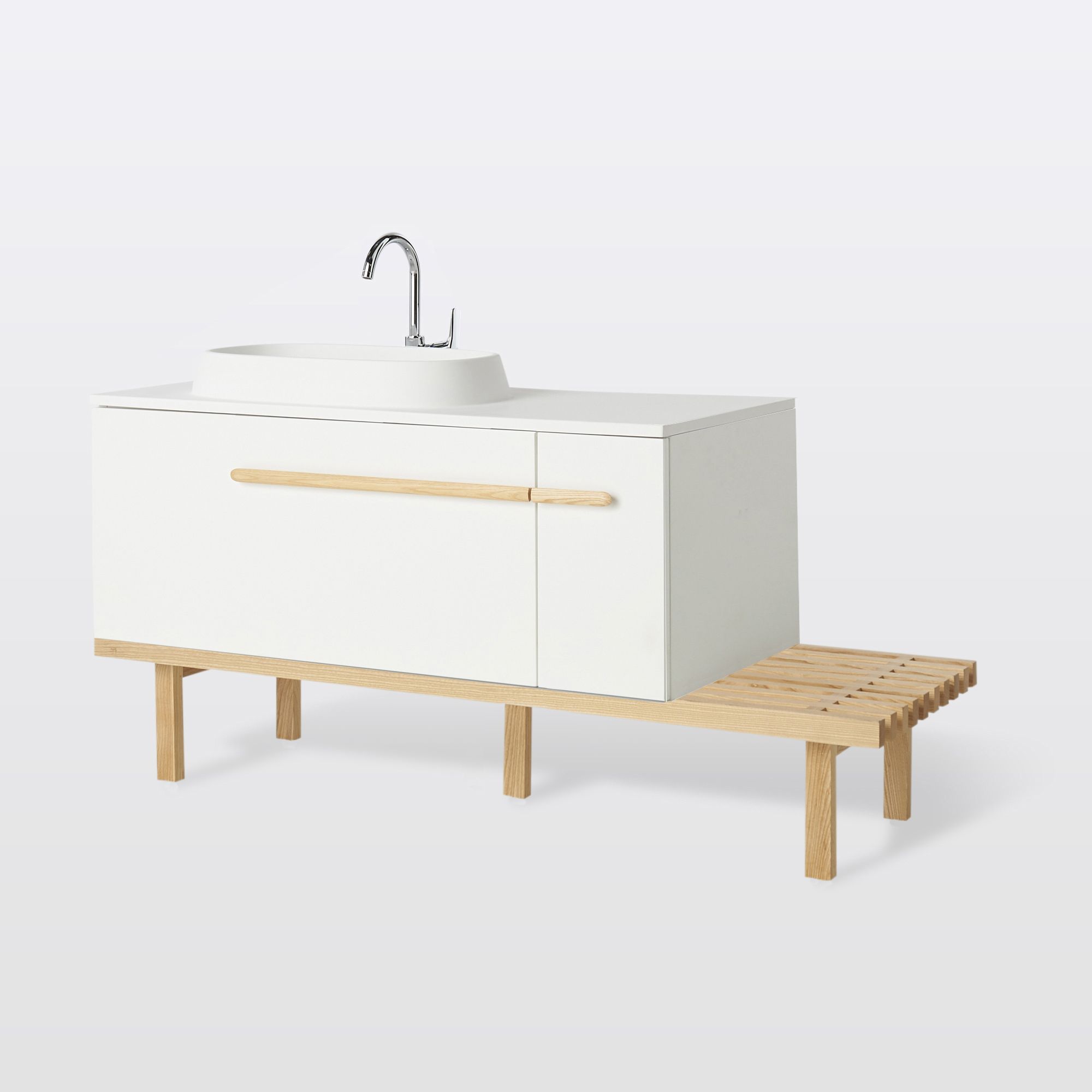 GoodHome Adriska Natural Bench, (H)260mm (W)1200mm (D)450mm