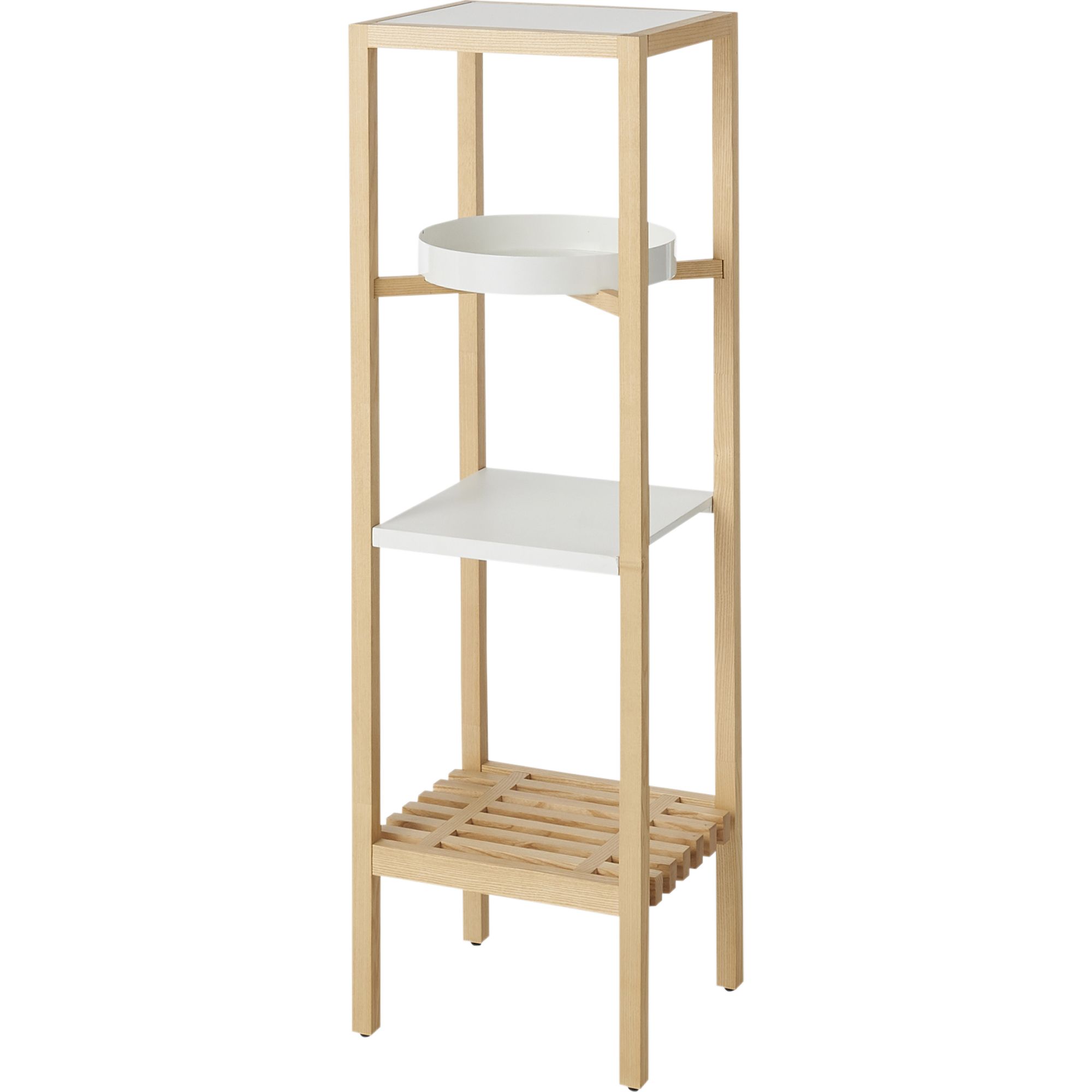 GoodHome Adriska White & Natural Wall-mounted 4 Shelves Storage container (D) 360mm (H) 1320mm