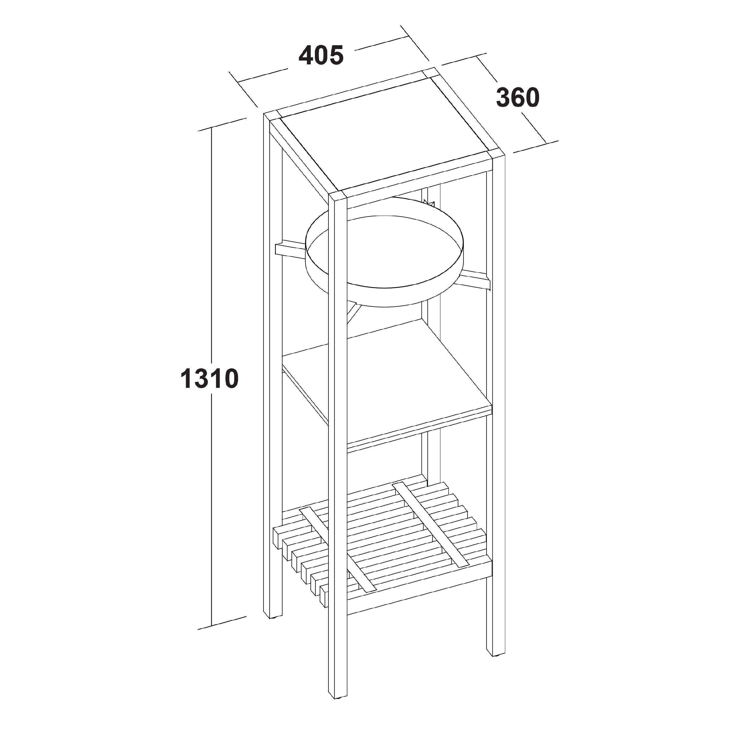 GoodHome Adriska White & Natural Wall-mounted 4 Shelves Storage container (D) 360mm (H) 1320mm