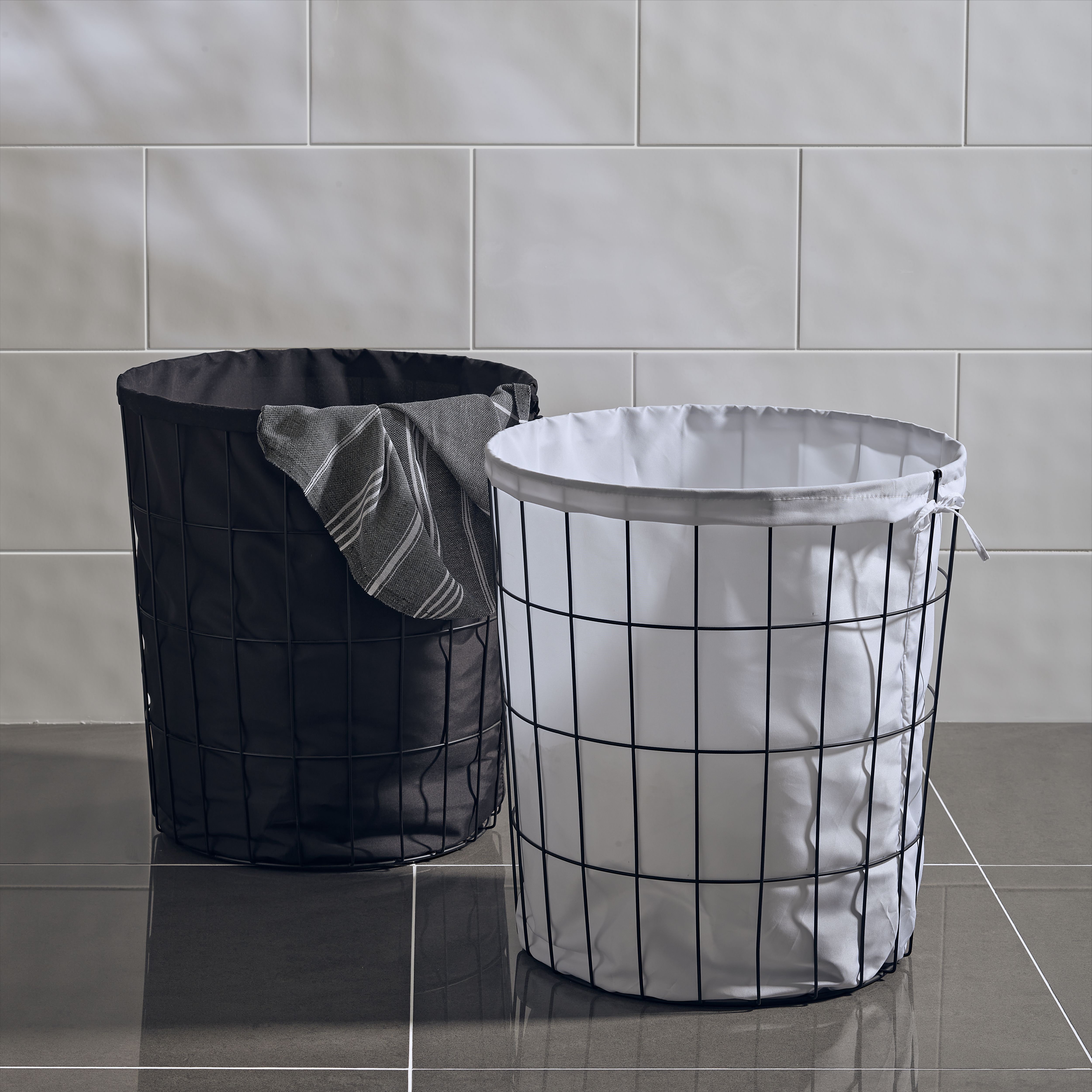 GoodHome Aetna Black Polyester (PES) Laundry bag, 50L