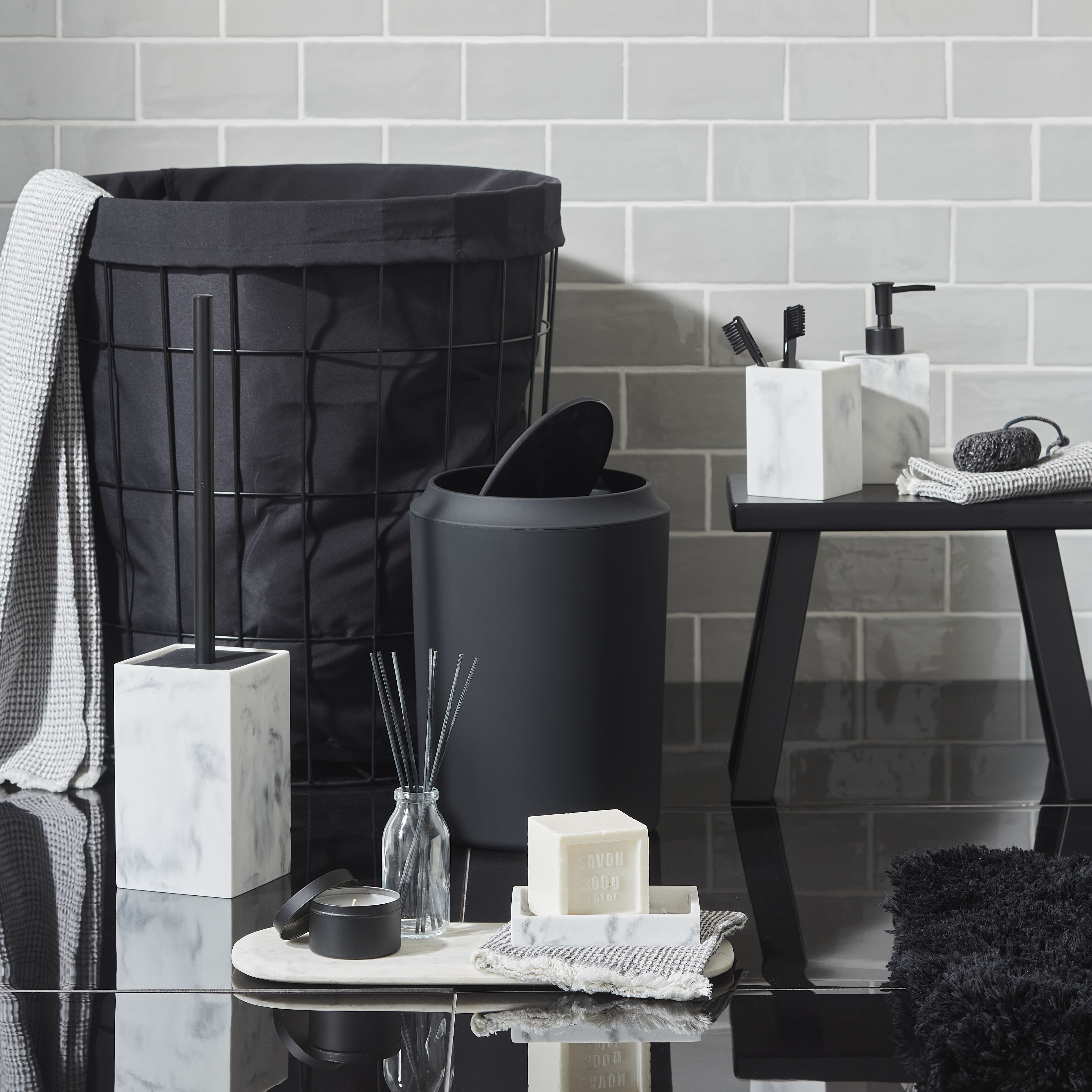 GoodHome Aetna Black Polyester (PES) Laundry bag, 50L