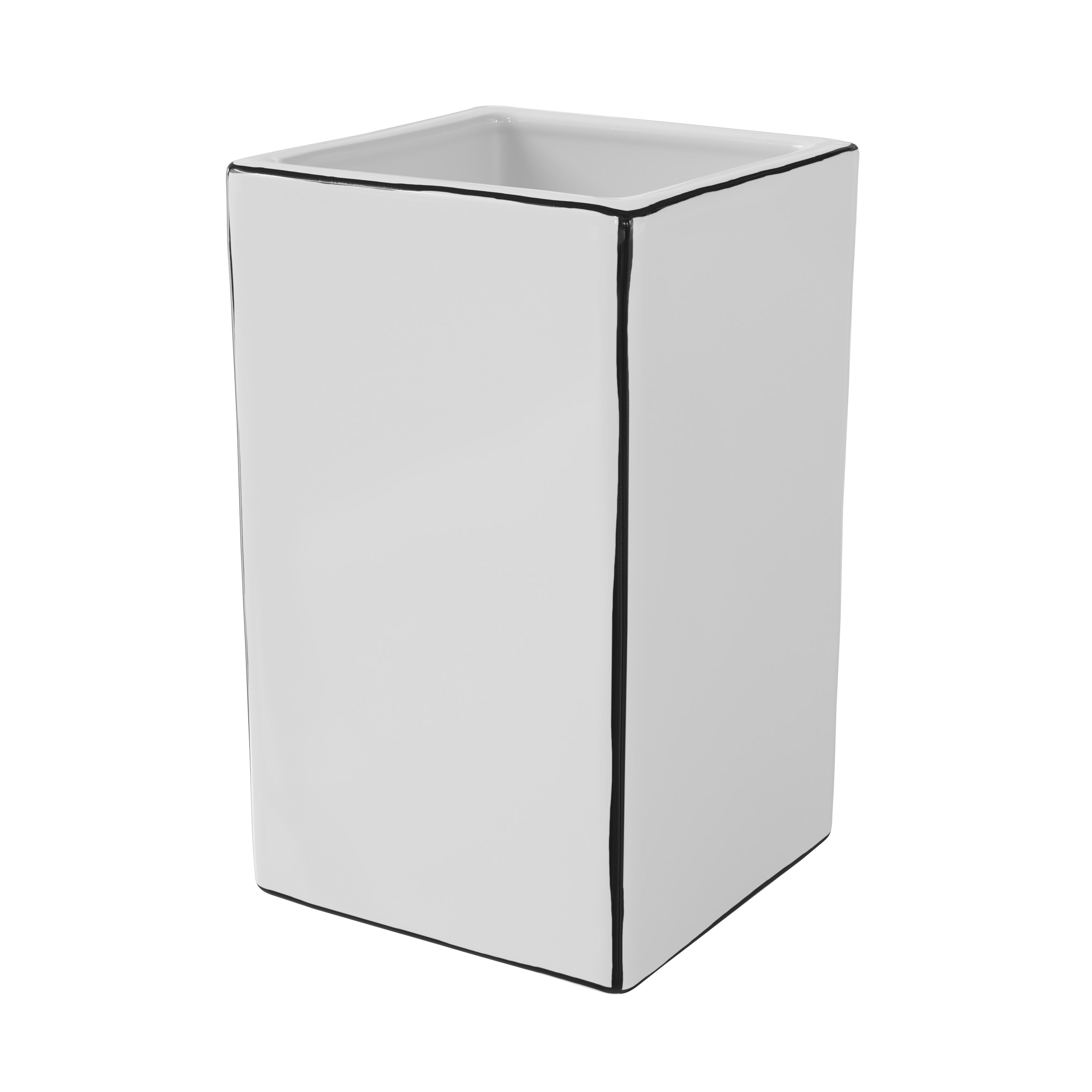 GoodHome Aetna Gloss White & black Ceramic Tumbler