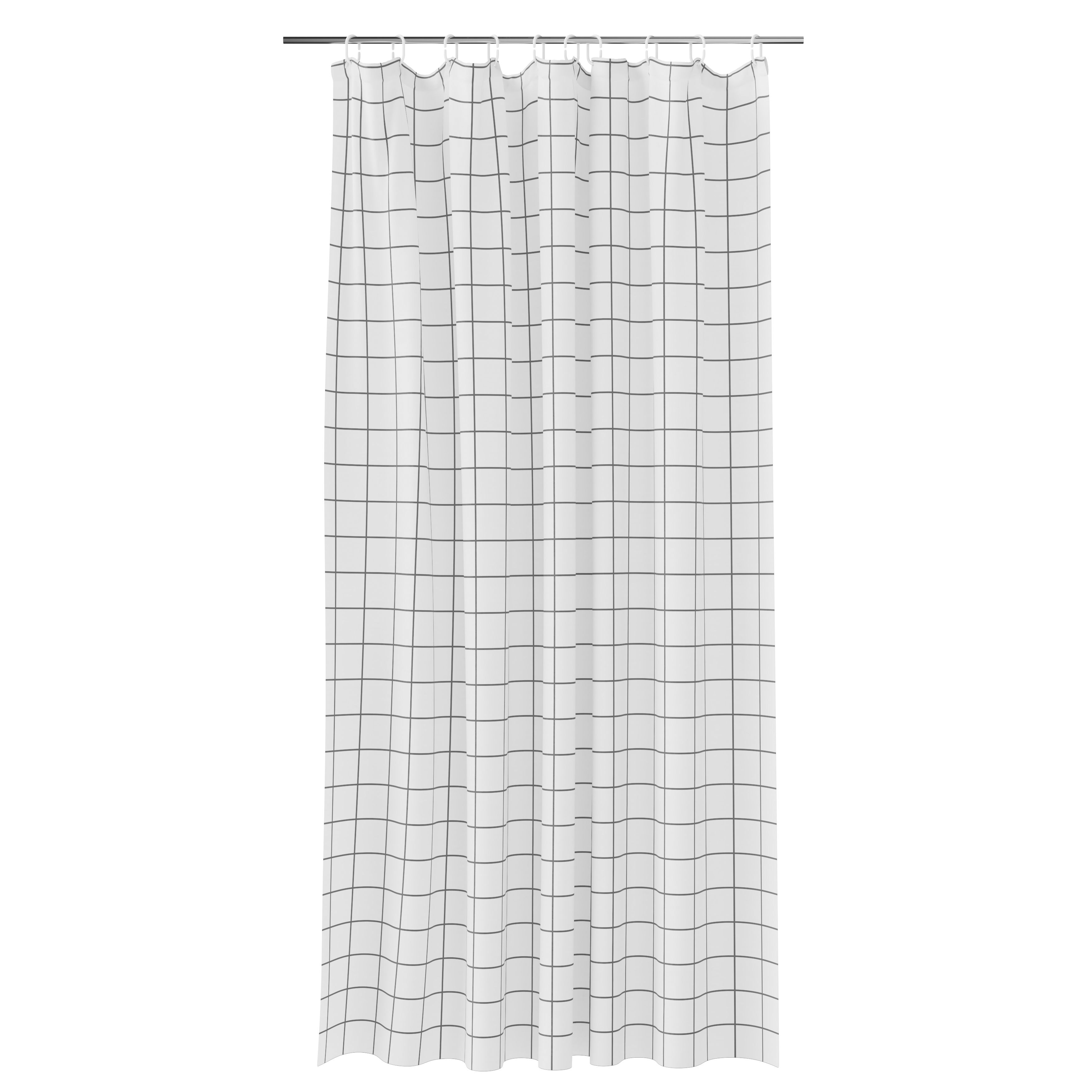 GoodHome Aetna White & black Grid Shower curtain (W)180cm DIY at B&Q