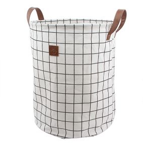 GoodHome Aetna White & black Polyester (PES) Laundry bag, 52L