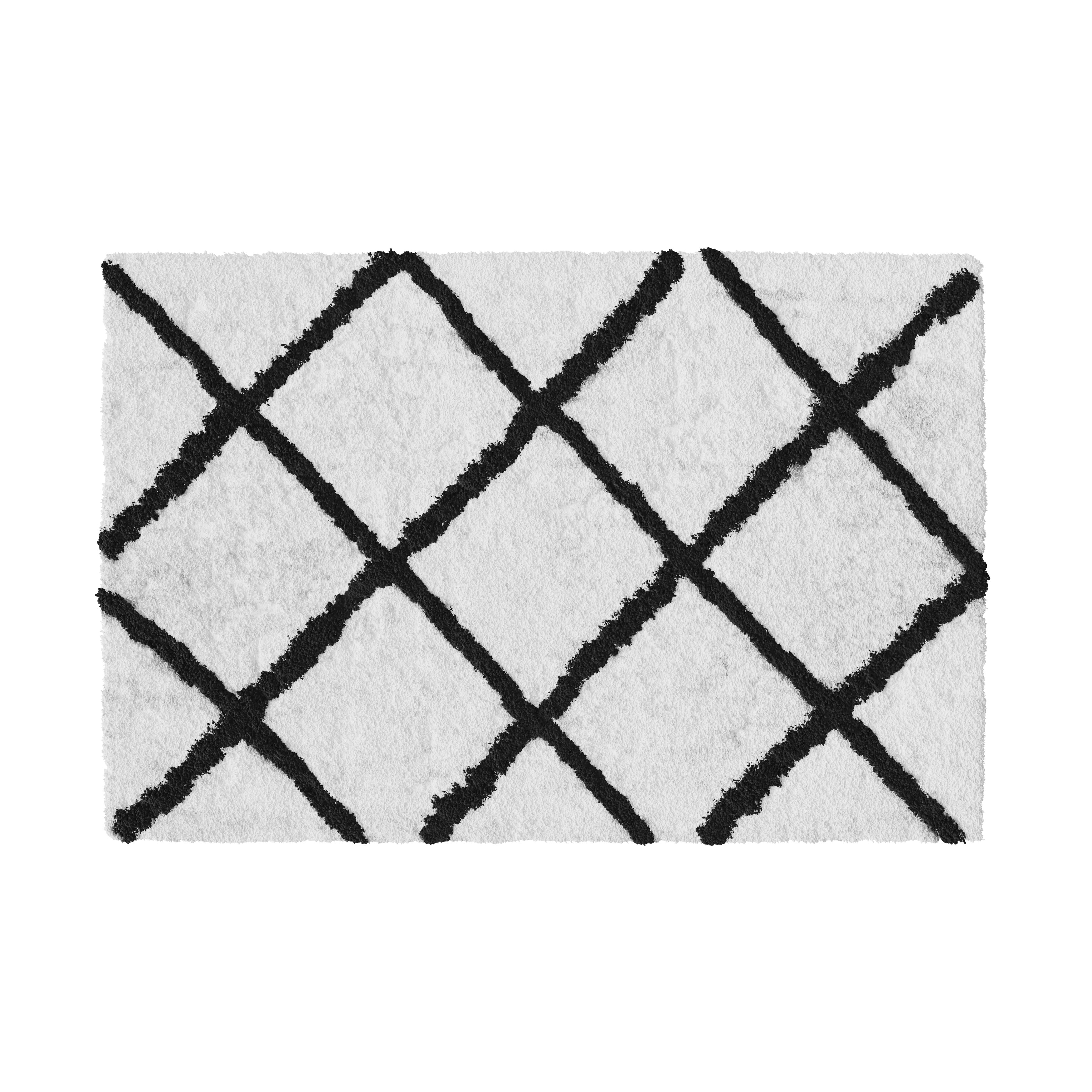 GoodHome Aetna White & black Rectangular Bath mat (L)60cm (W)40cm