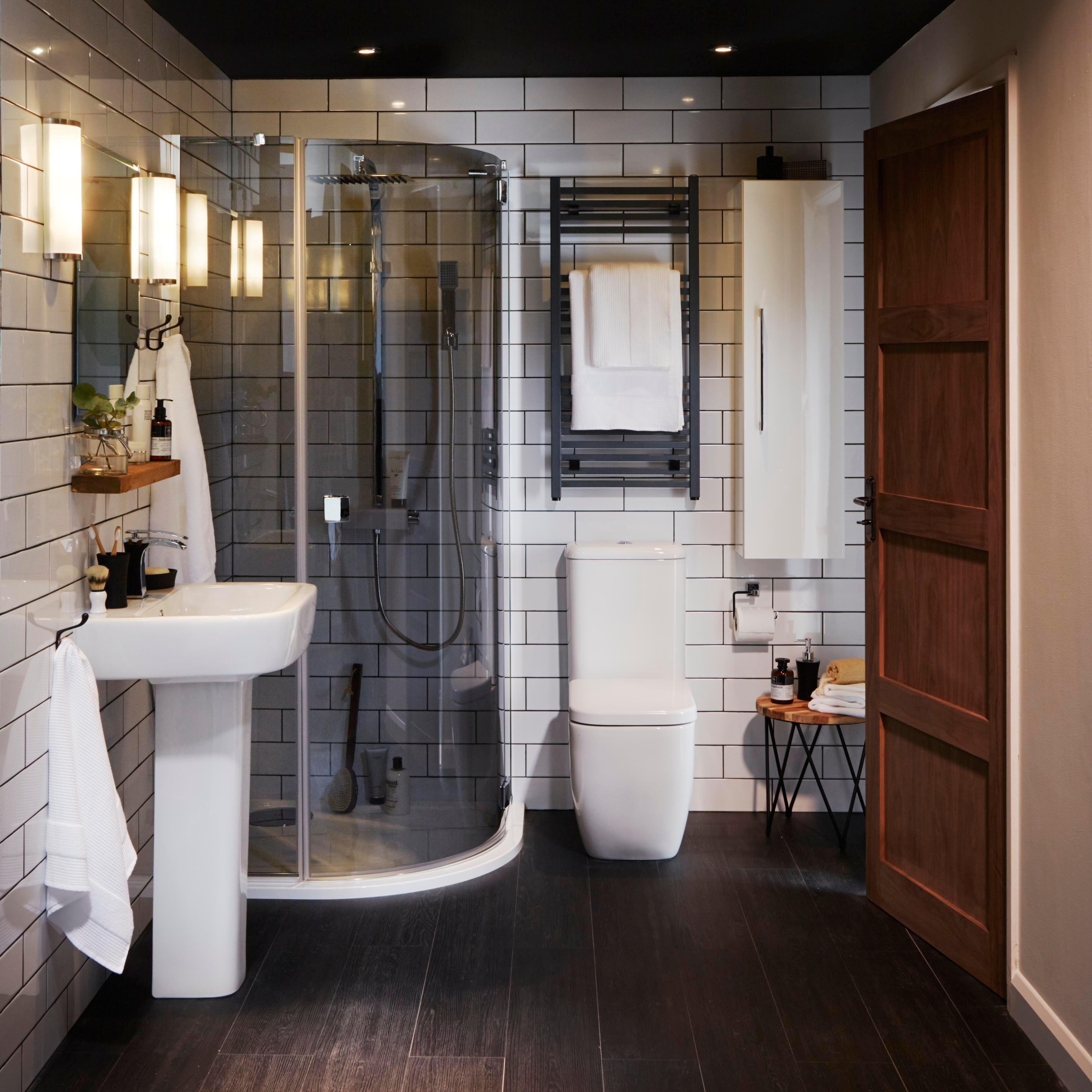 GoodHome Affini White Close-coupled Wall & floor mounted Toilet & full pedestal basin (W)370mm (H)850mm - 7