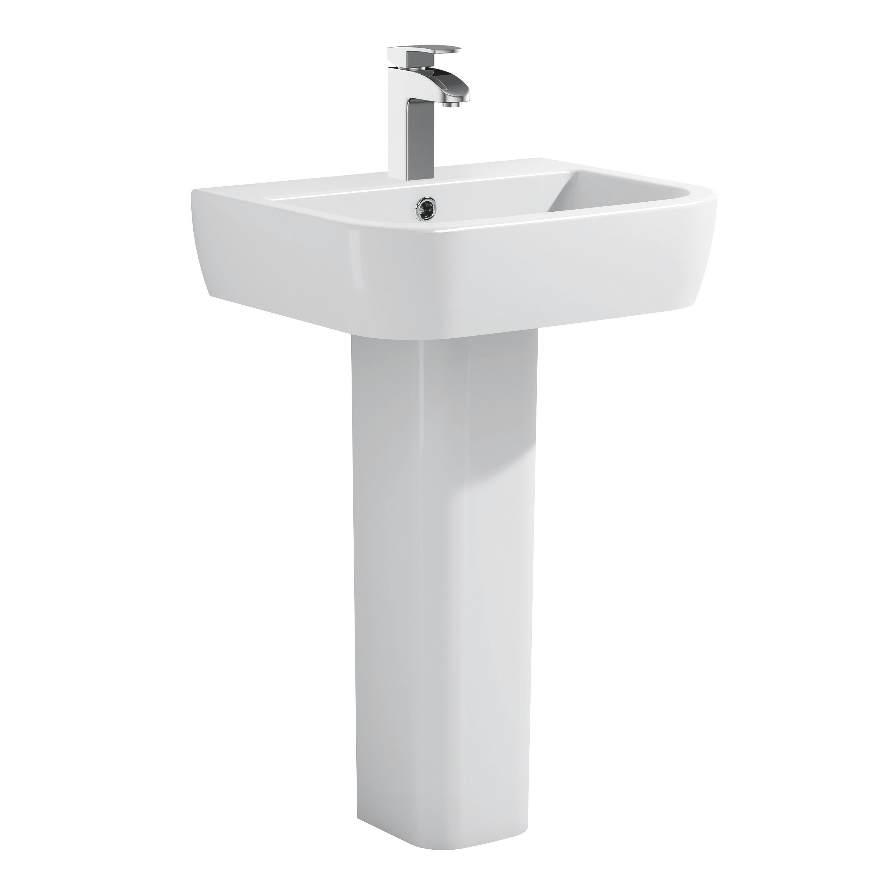 GoodHome Affini White Close-coupled Wall & floor mounted Toilet & full pedestal basin (W)370mm (H)850mm - 6