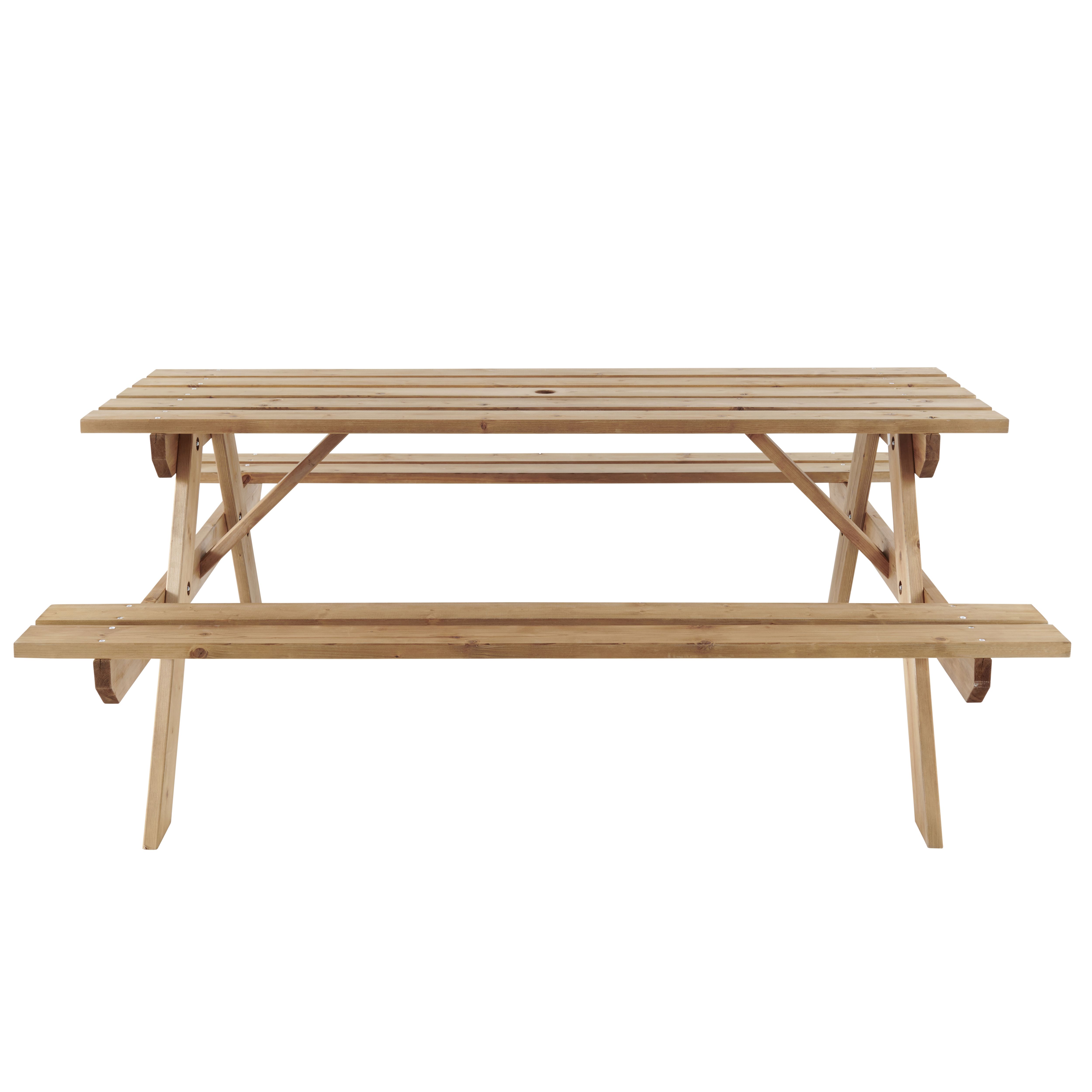 GoodHome Agad Wooden 6 seater Picnic bench