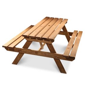 GoodHome Agad Wooden Non-foldable Picnic bench