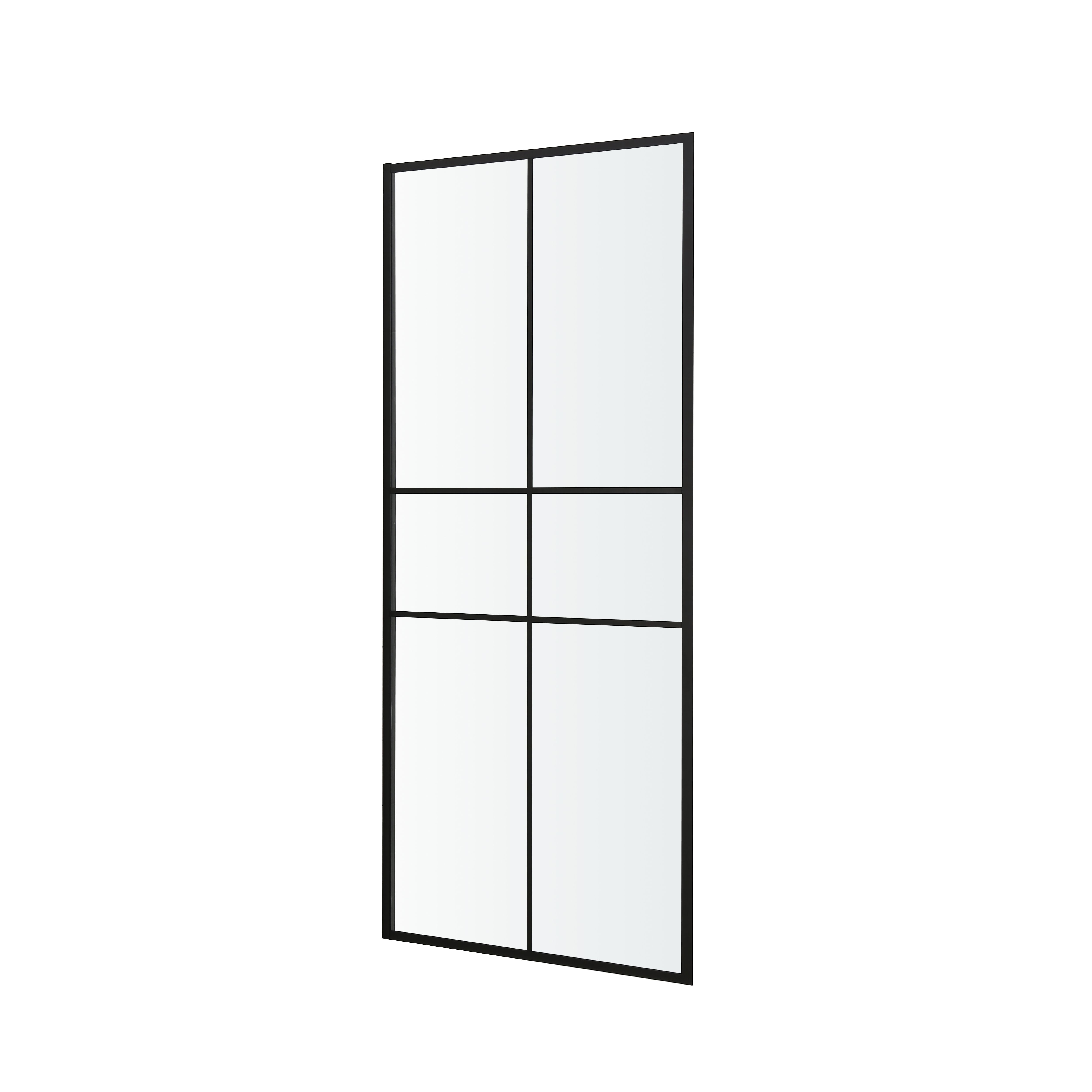GoodHome Ahti Black Clear Fixed Rectangular Side Shower panel (H)195cm (W)89cm