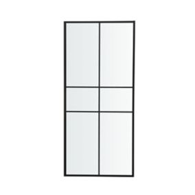 GoodHome Ahti Black Clear Printed glass with aluminium grid Fixed Rectangular Side Shower panel (H)195cm (W)89cm