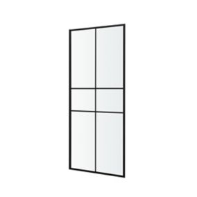 GoodHome Ahti Black Stripes printed glass Fixed Walk-in Side Shower panel (H)195cm (W)80cm