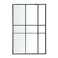 GoodHome Ahti Matt Black Clear Minimal frame Walk-in Wet room glass screen (H)195cm (W)119cm