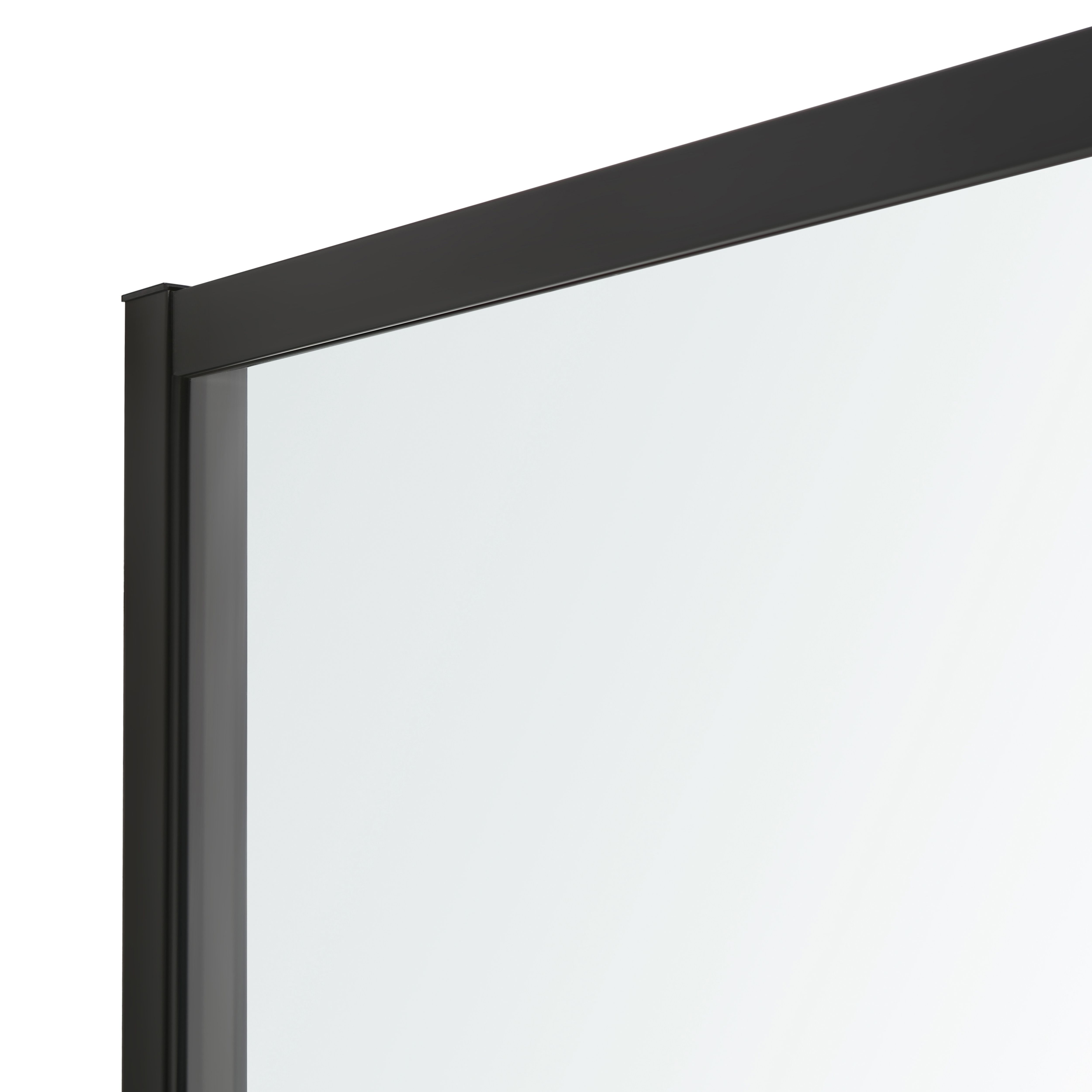 GoodHome Ahti Matt Black Clear Minimal frame Walk-in Wet room glass screen (H)195cm (W)120cm