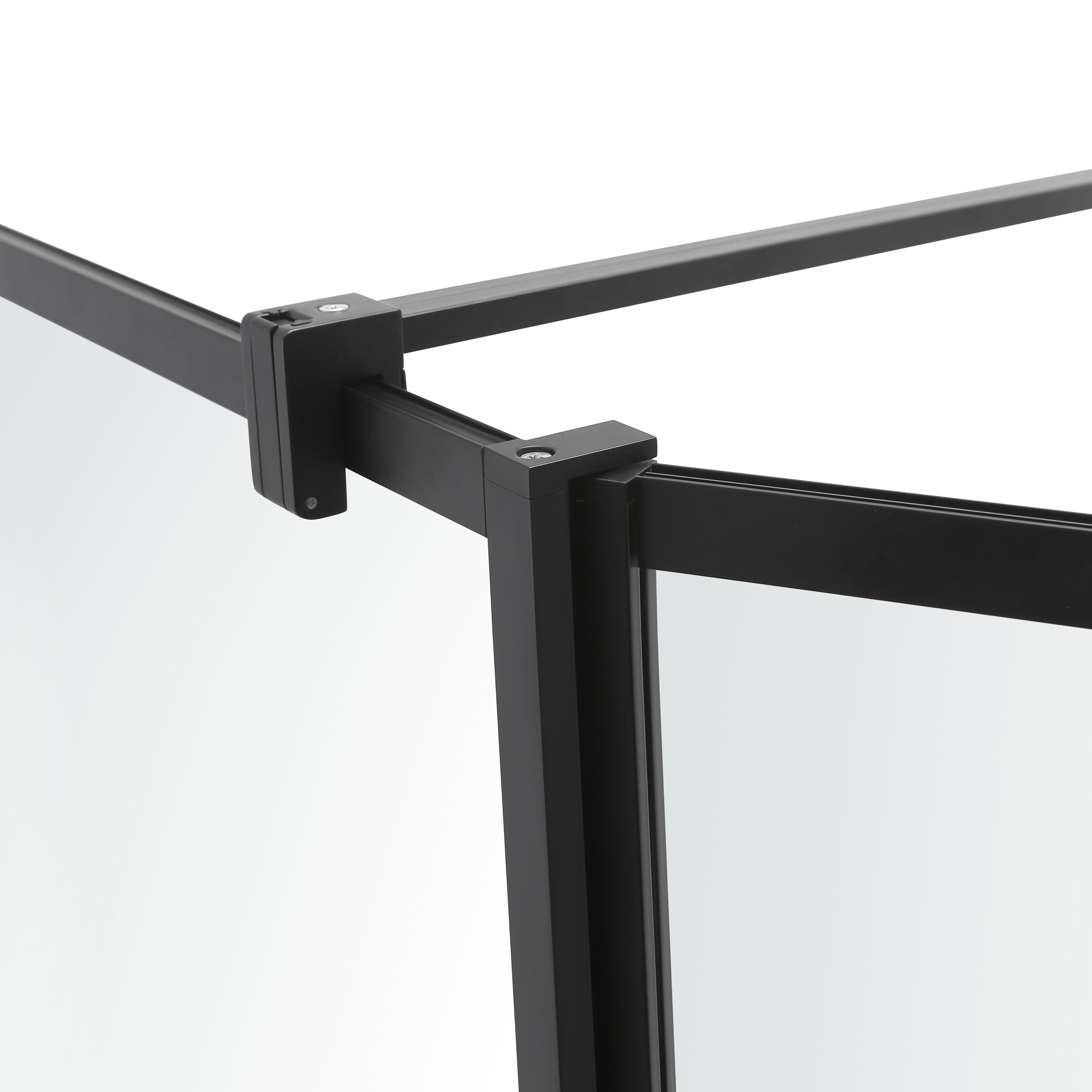 GoodHome Ahti Matt Black Clear Printed glass with aluminium grid Toughened safety glass Minimal frame Walk-in Wet room glass screen (H)195cm (W)119cm - 6