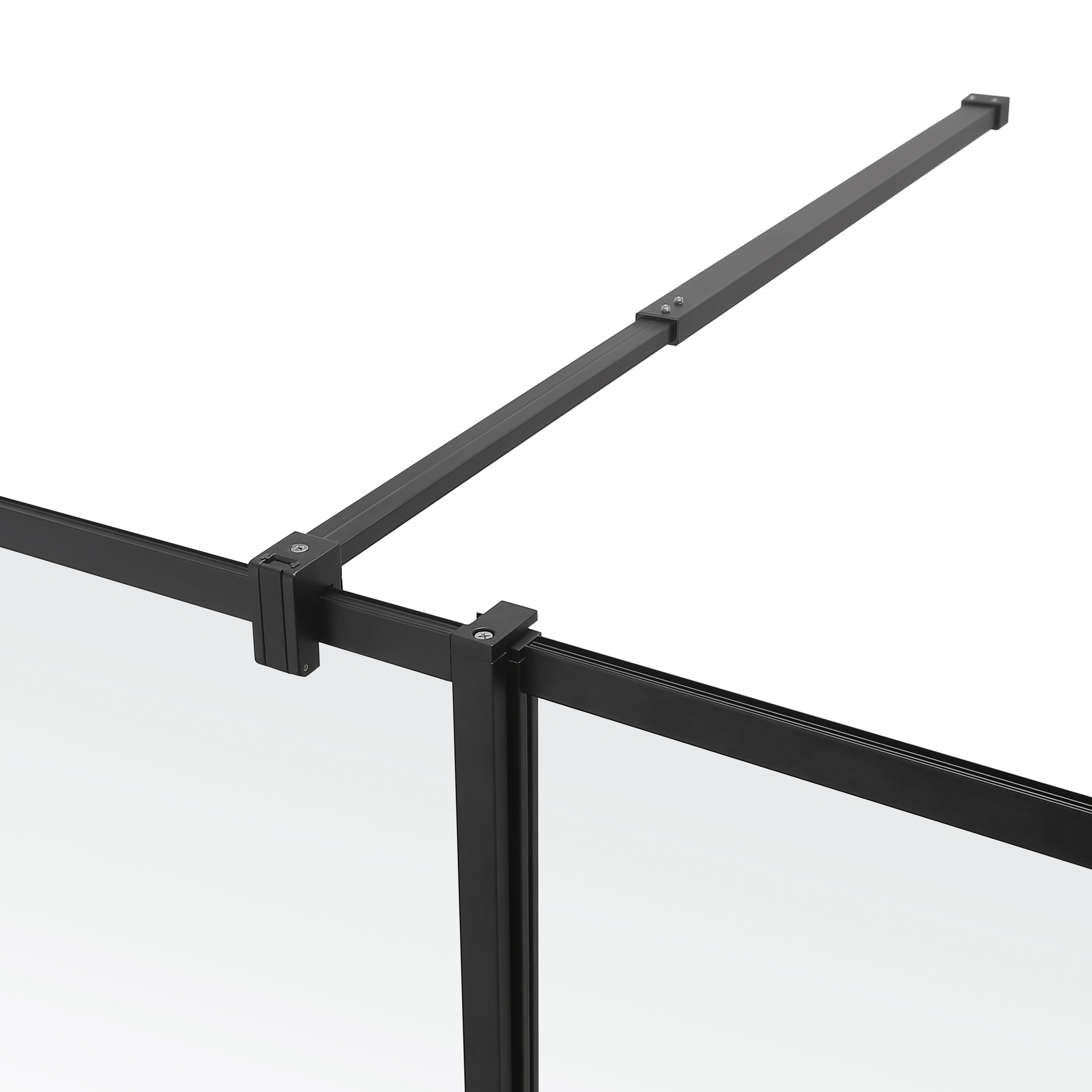GoodHome Ahti Matt Black Clear Printed glass with aluminium grid Toughened safety glass Minimal frame Walk-in Wet room glass screen (H)195cm (W)119cm - 7